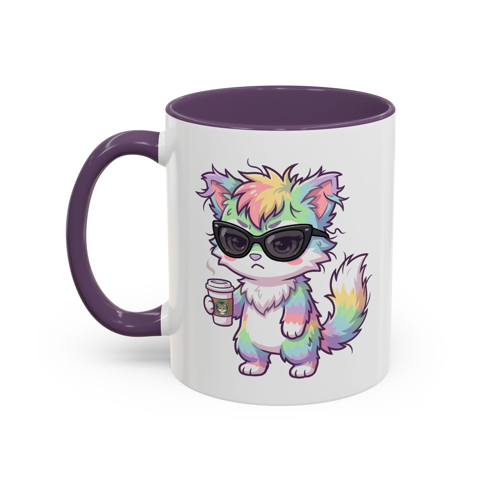 Cute Grumpy Rainbow Furry Coffee Mug — Cup Accent Mug