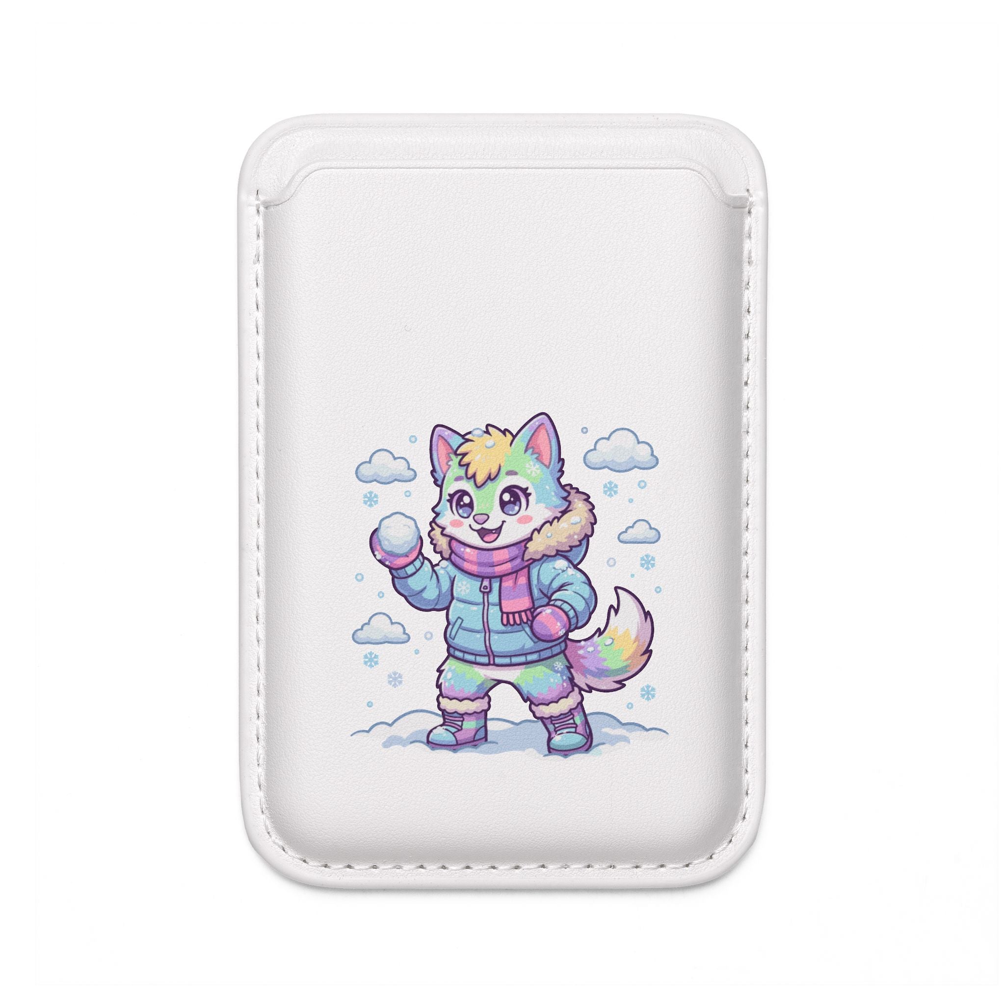 MagSafe Vegan Wallet | Cute Rainbow Husky in Winter
