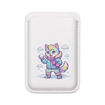 MagSafe Vegan Wallet | Cute Rainbow Husky in Winter