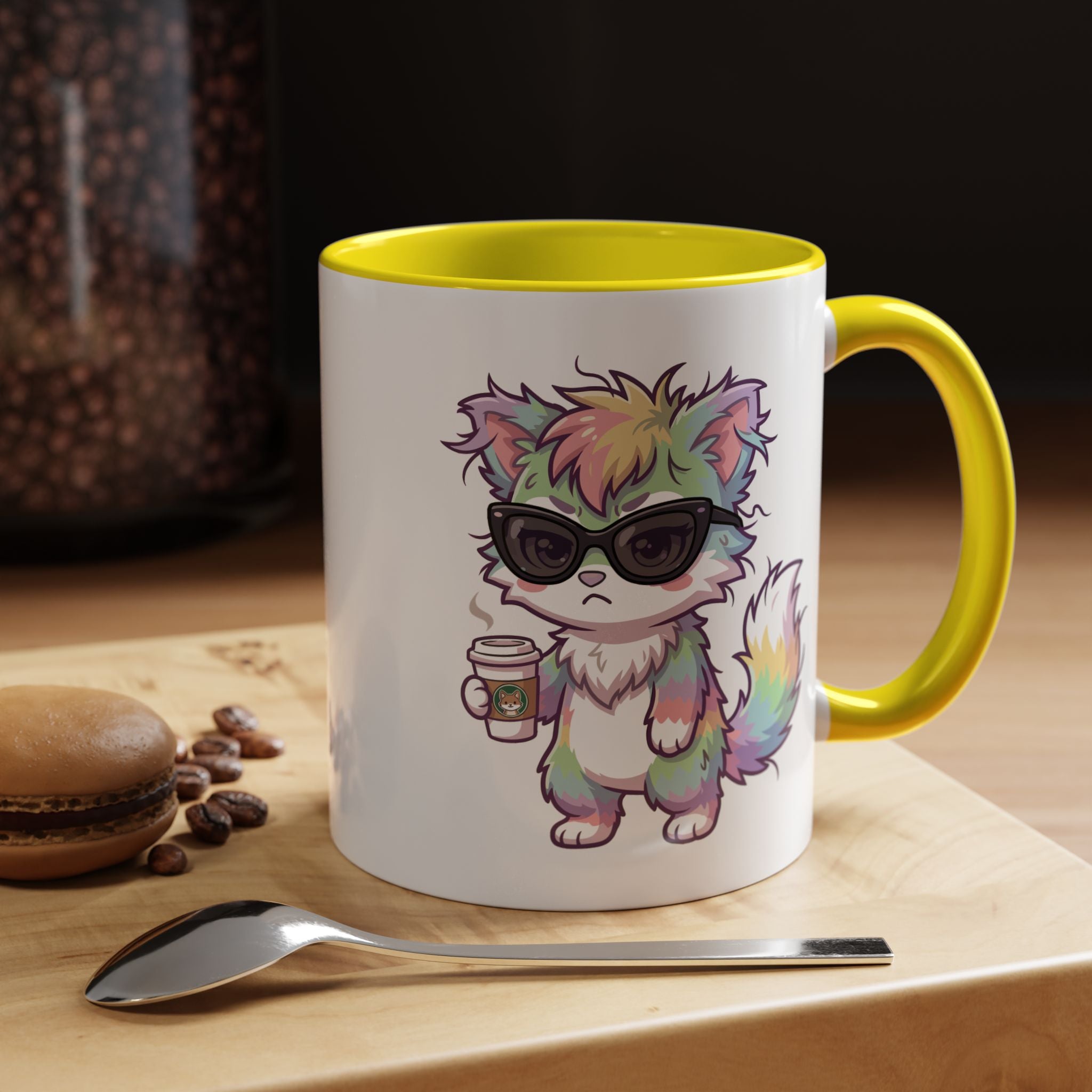 Cute Grumpy Rainbow Furry Coffee Mug — Cup Accent Mug