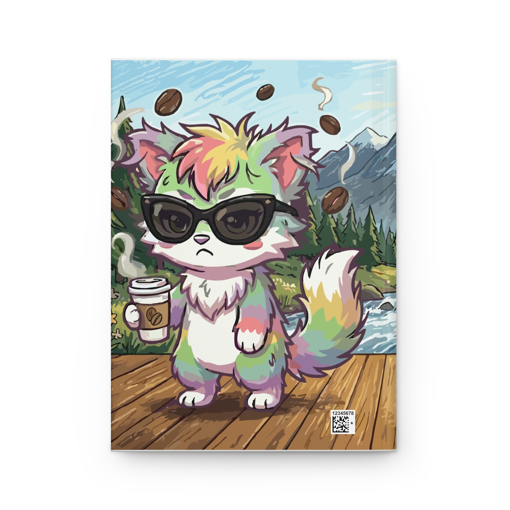Hardcover Journal — Rainbow Fox Coffee Cabin Notebook