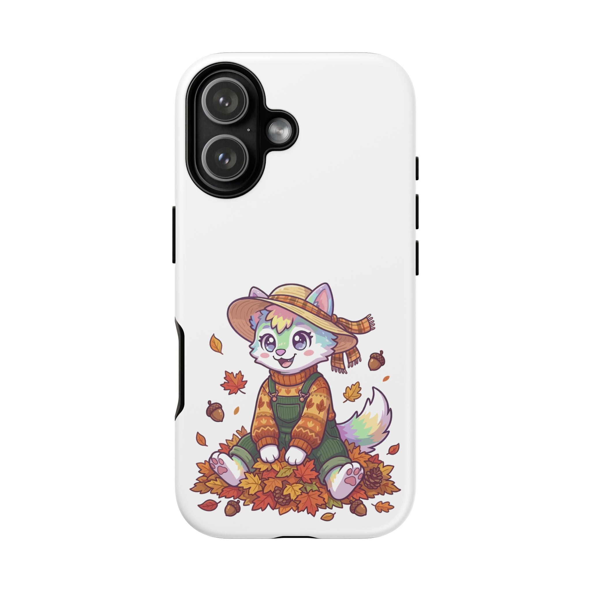 Autumn Fox Phone Case | Cute Fall Leaves Cat in Straw Hat iPhone | Samsung | Pixel Case