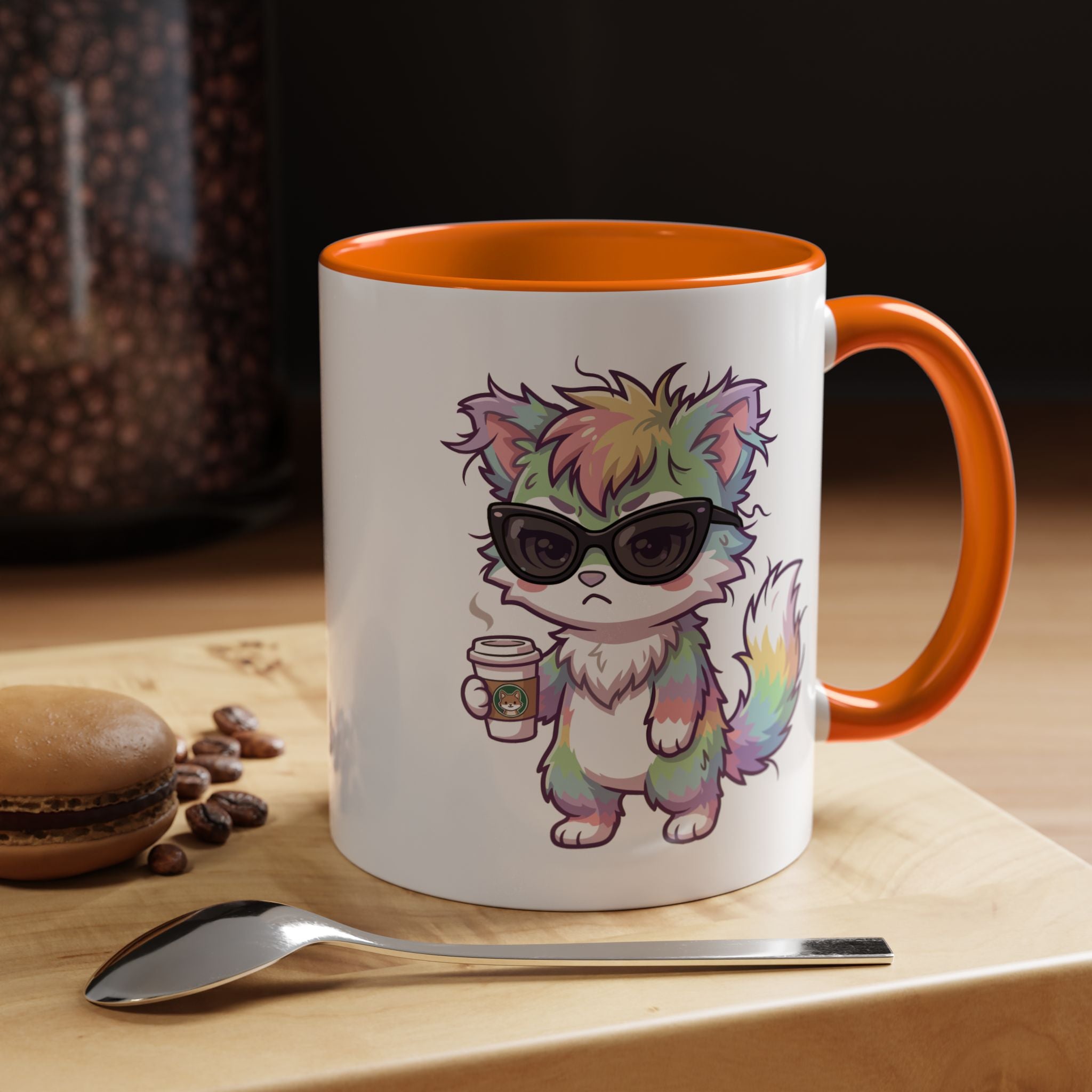 Cute Grumpy Rainbow Furry Coffee Mug — Cup Accent Mug