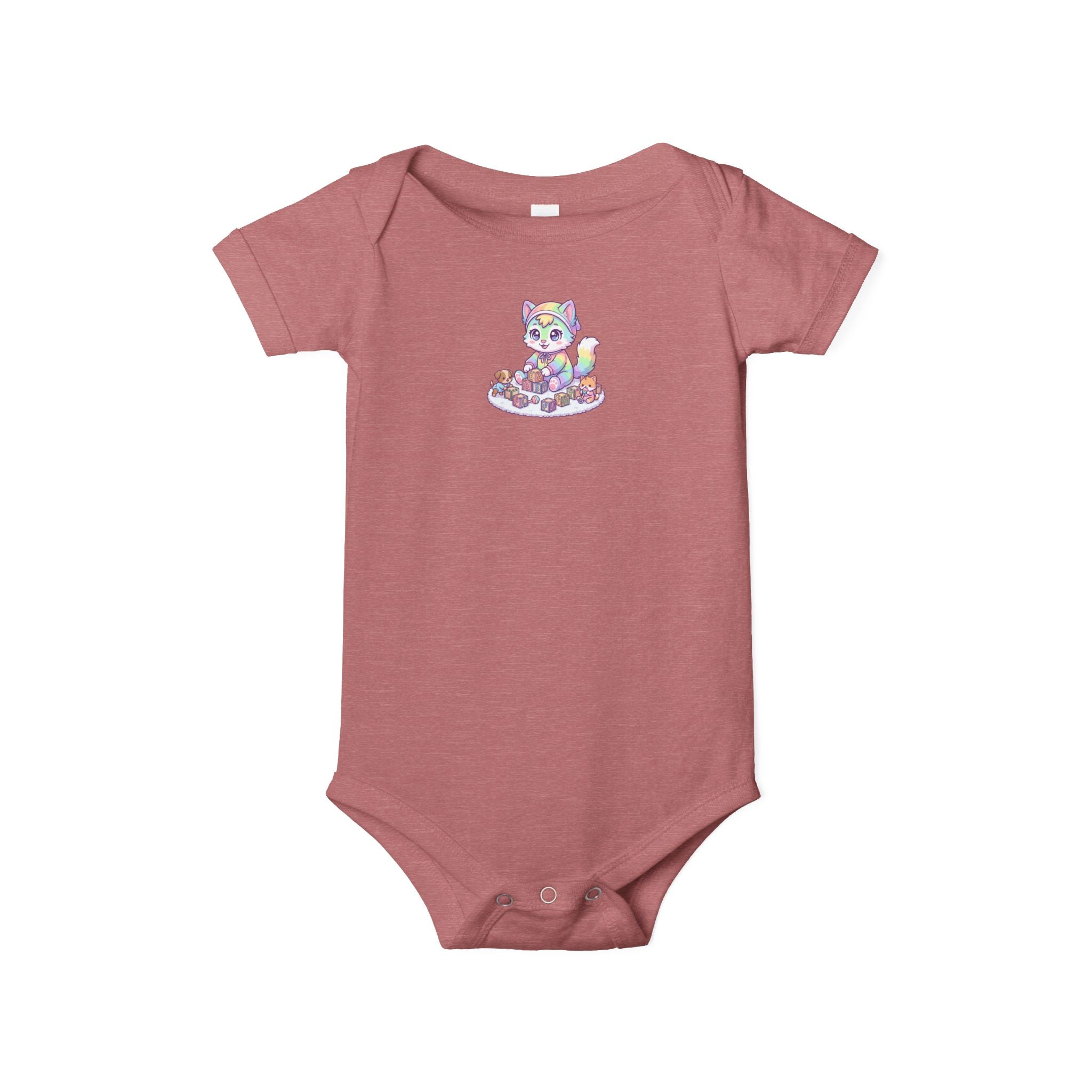 Baby One-Piece with Colorful Kitten Graphic – Infant Bodysuit