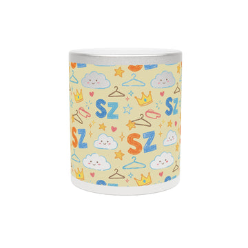Metallic Mug — Playful Crayon 'SZ' Pattern (Silver/Gold)