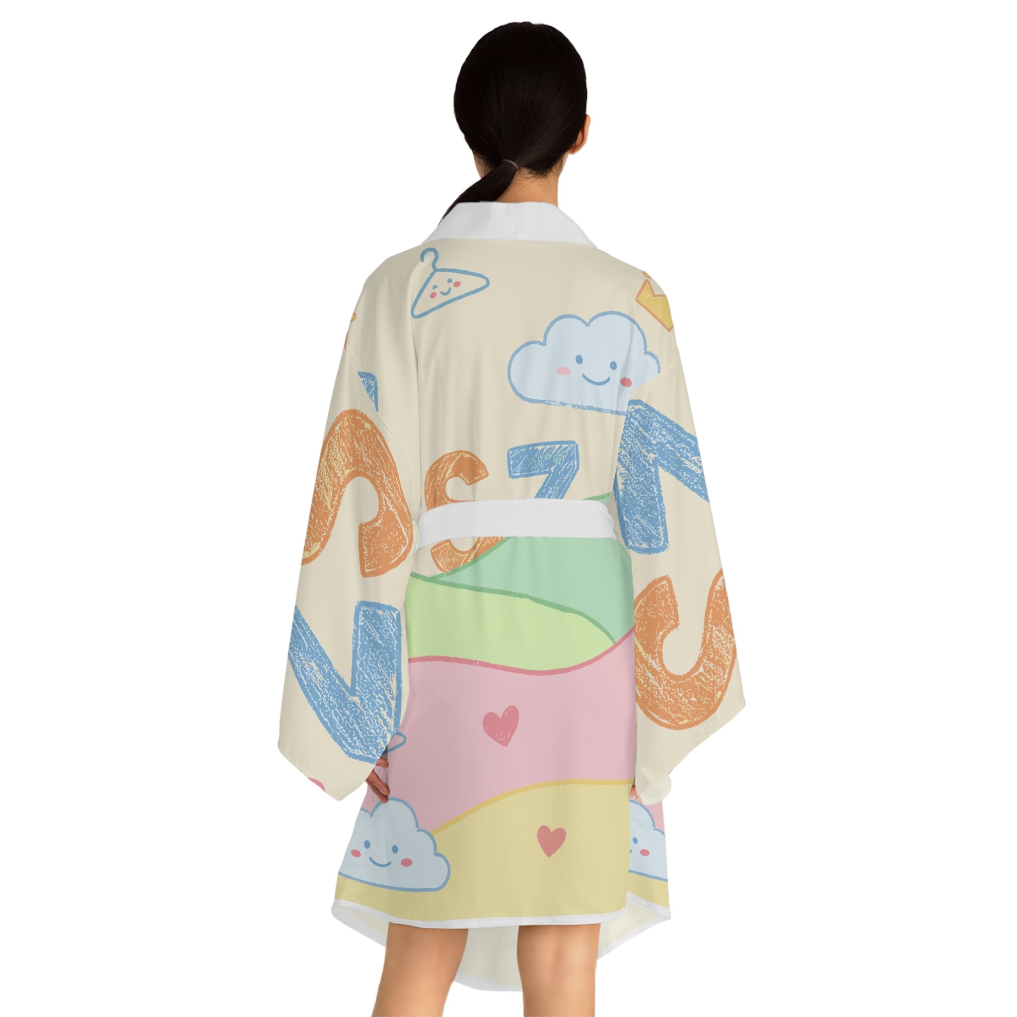 Kawaii Pastel Cloud Kimono Robe — Cute AOP Long Sleeve Loungewear