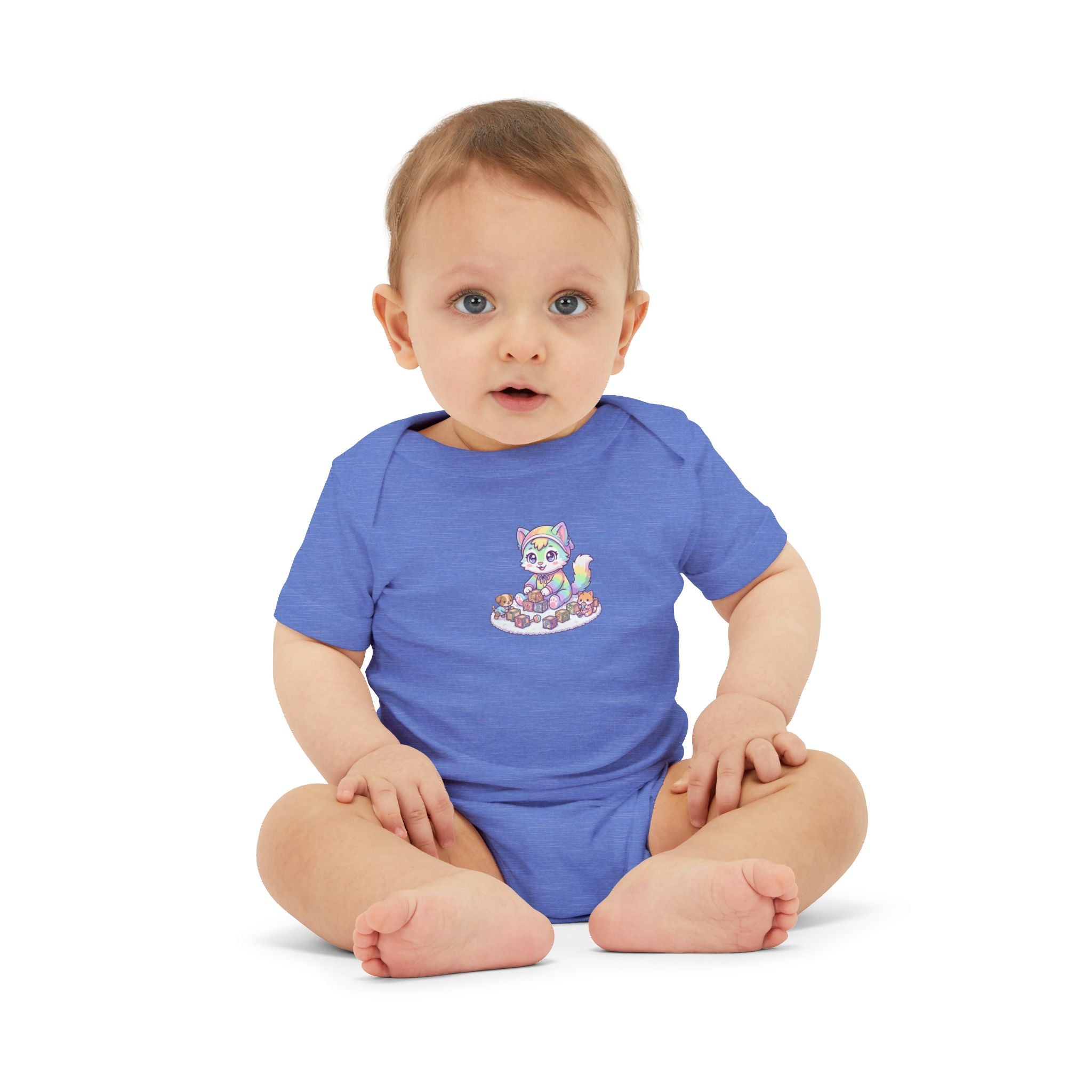 Baby One-Piece with Colorful Kitten Graphic – Infant Bodysuit