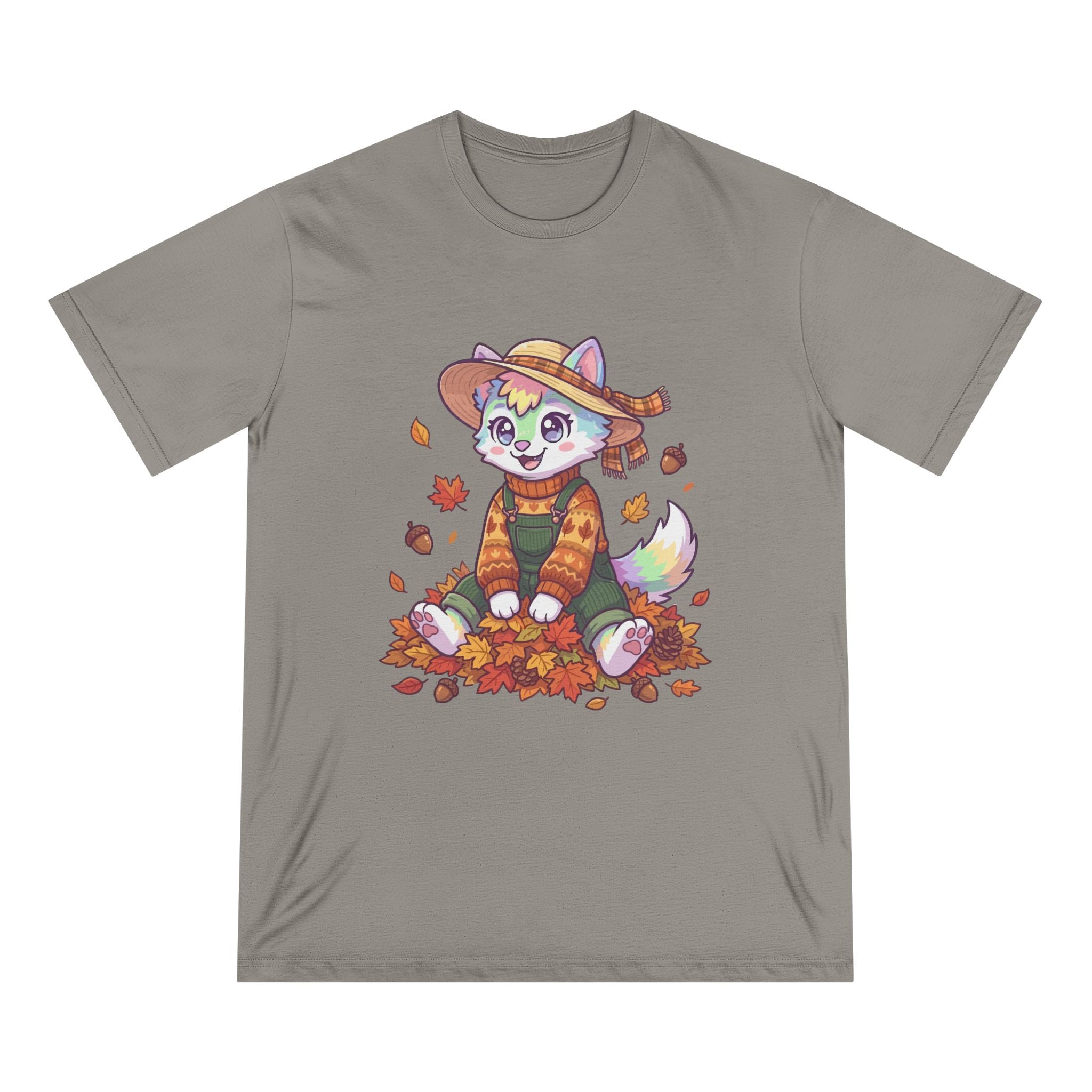 Autumn Fox Tee — Cute Fall Rainbow Pup with Leaves