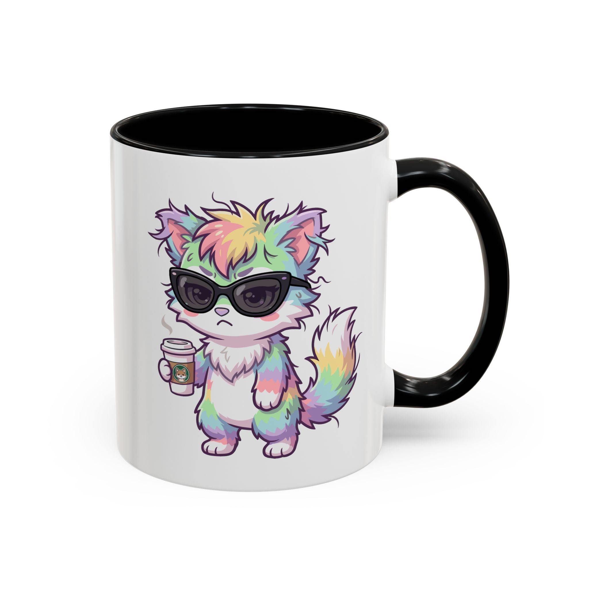 Cute Grumpy Rainbow Furry Coffee Mug — Cup Accent Mug