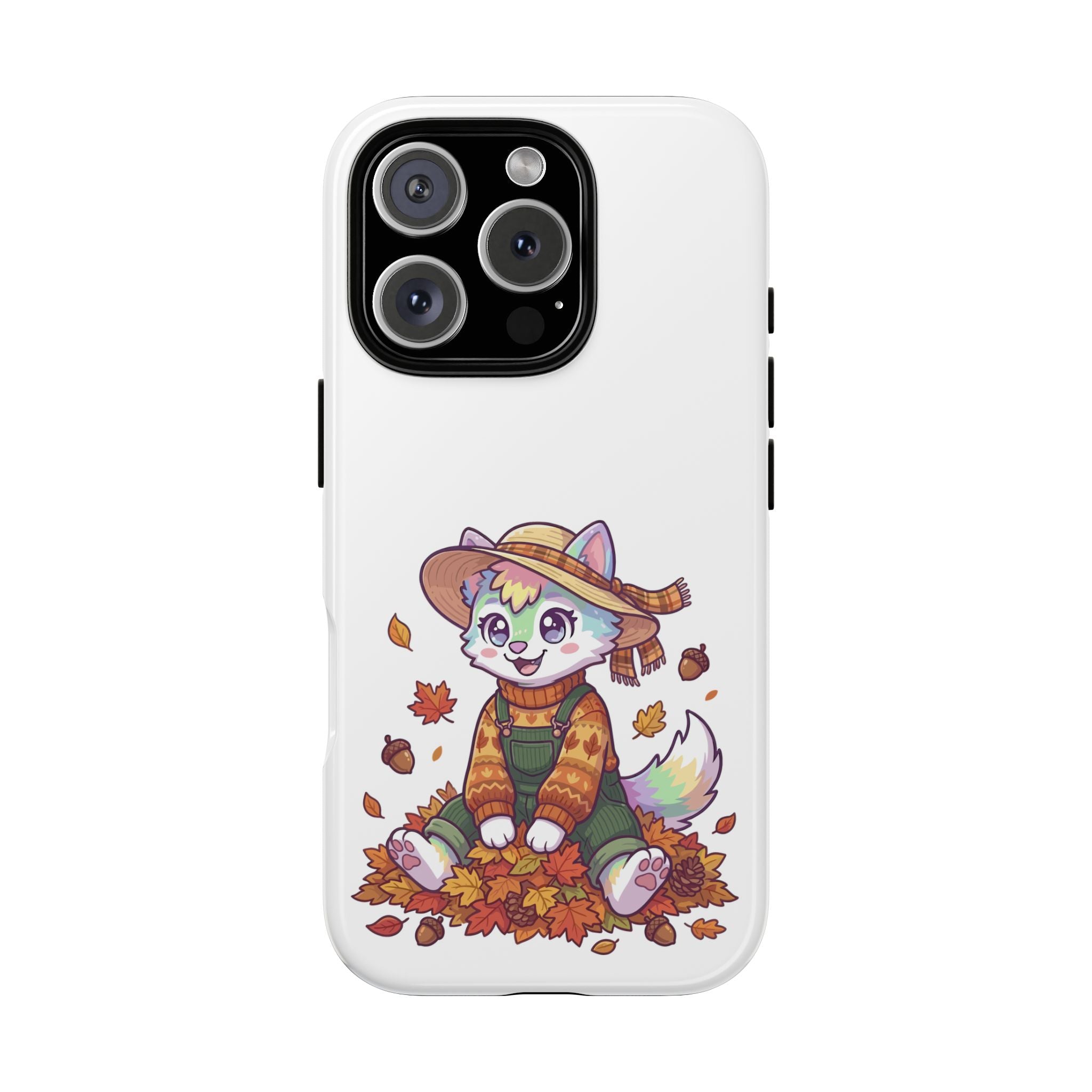 Autumn Fox Phone Case | Cute Fall Leaves Cat in Straw Hat iPhone | Samsung | Pixel Case