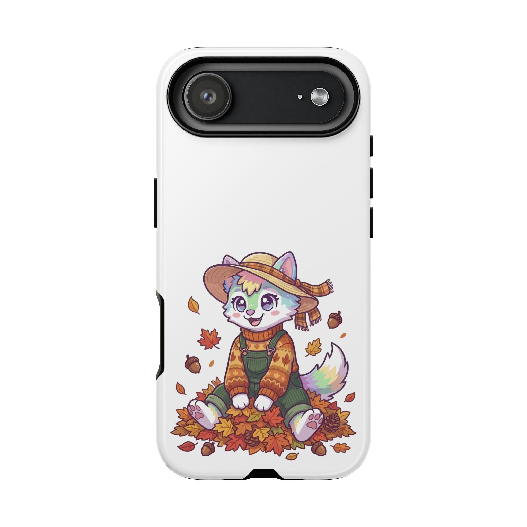 Autumn Fox Phone Case | Cute Fall Leaves Cat in Straw Hat iPhone | Samsung | Pixel Case