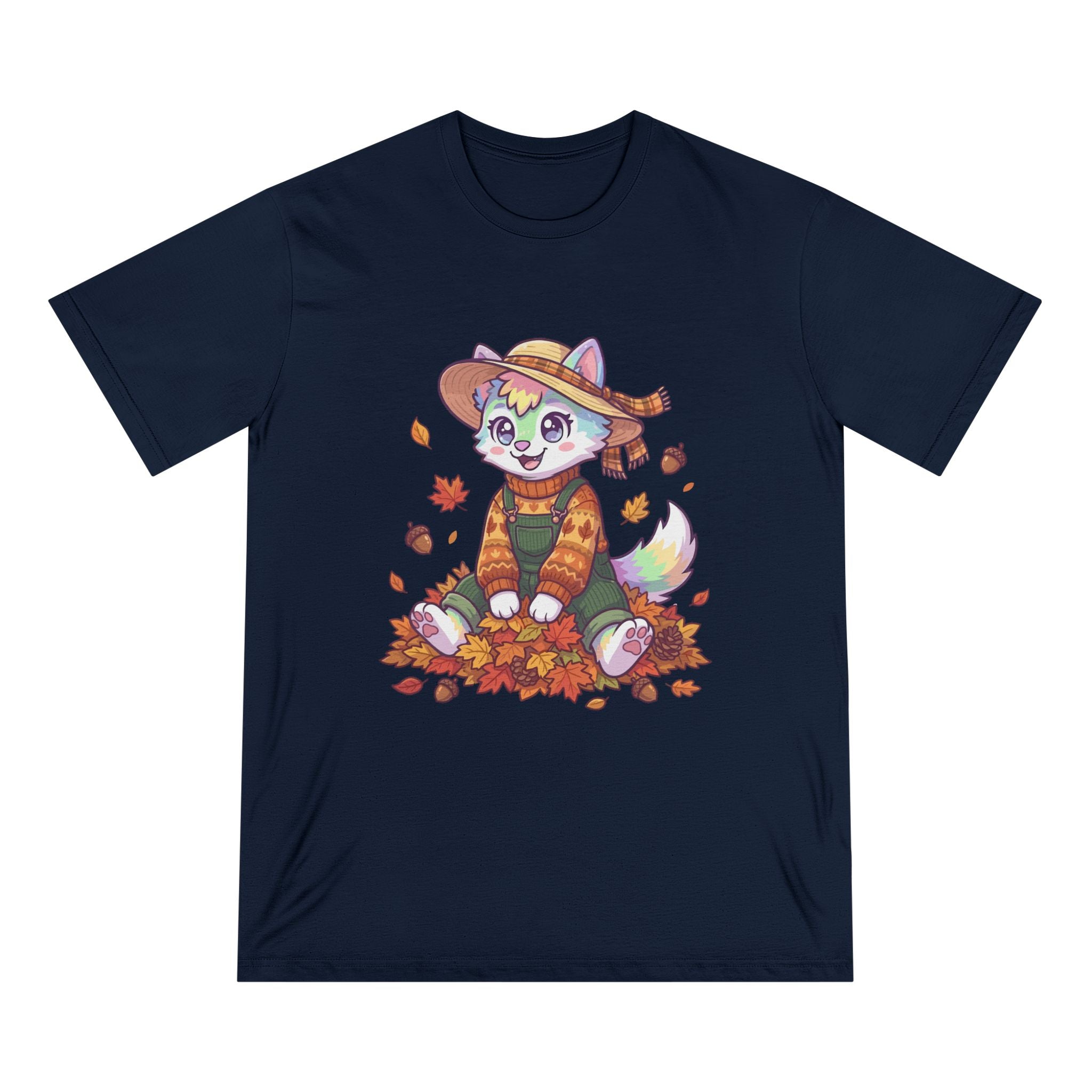 Autumn Fox Tee — Cute Fall Rainbow Pup with Leaves
