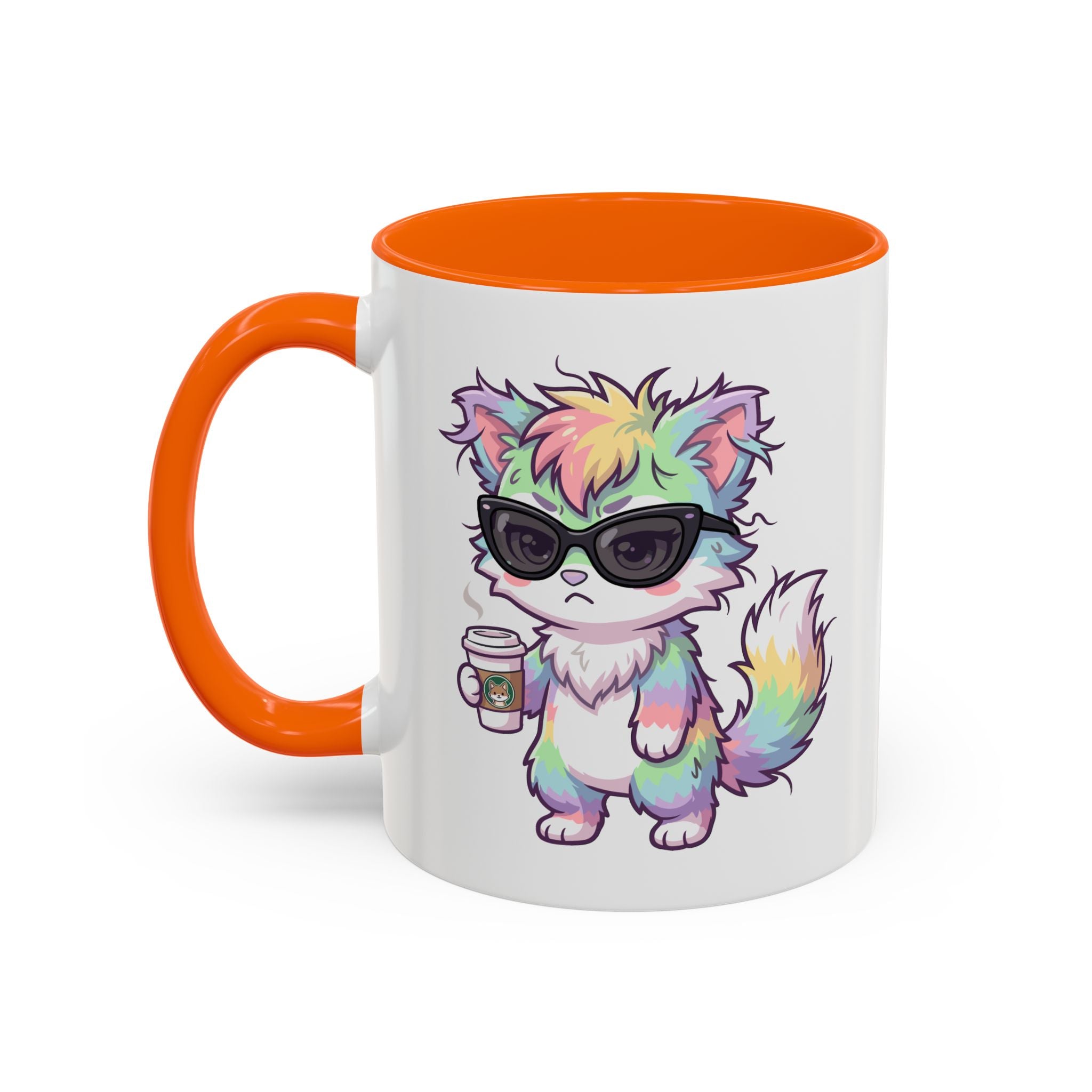 Cute Grumpy Rainbow Furry Coffee Mug — Cup Accent Mug