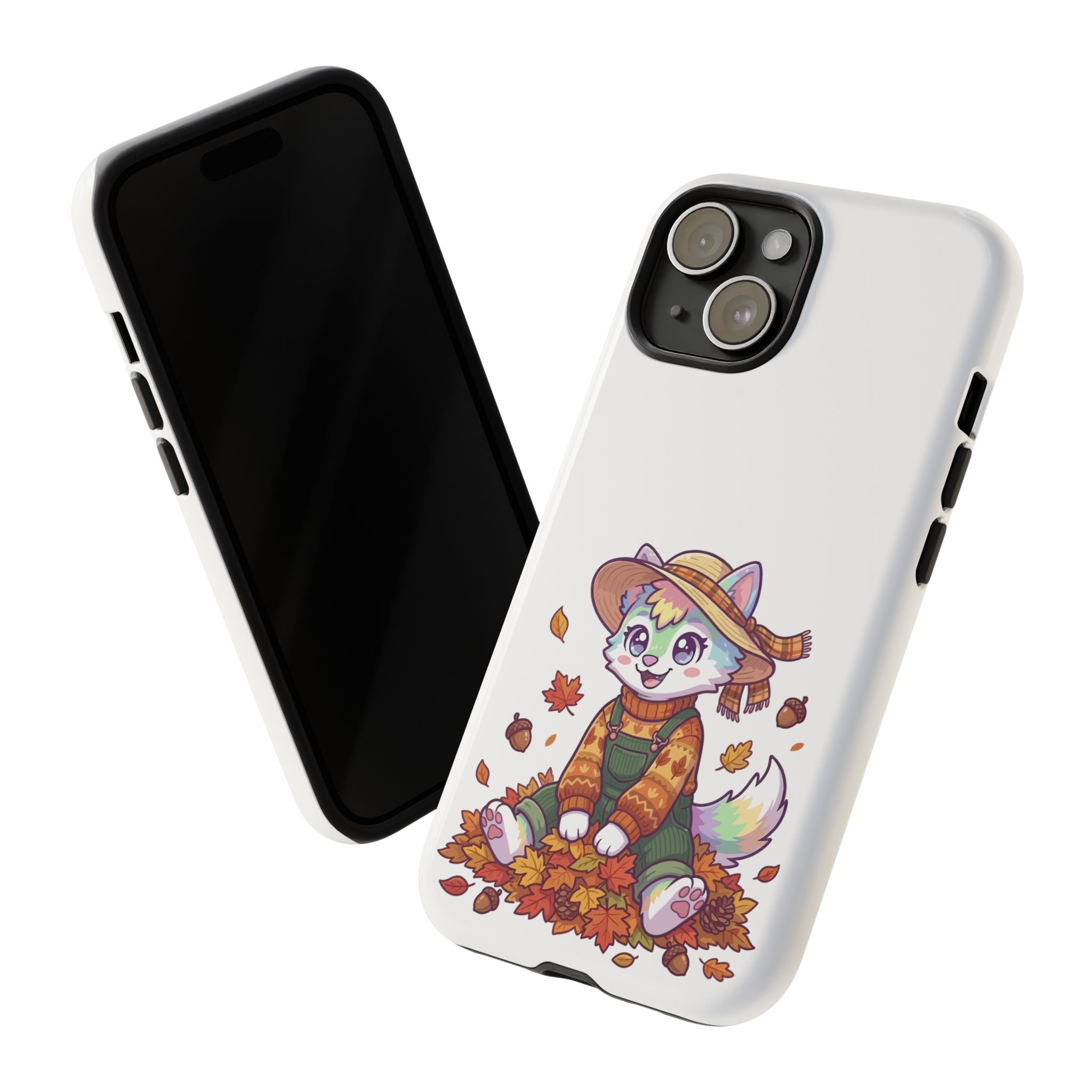 Autumn Fox Phone Case | Cute Fall Leaves Cat in Straw Hat iPhone | Samsung | Pixel Case