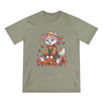 Autumn Fox Tee — Cute Fall Rainbow Pup with Leaves
