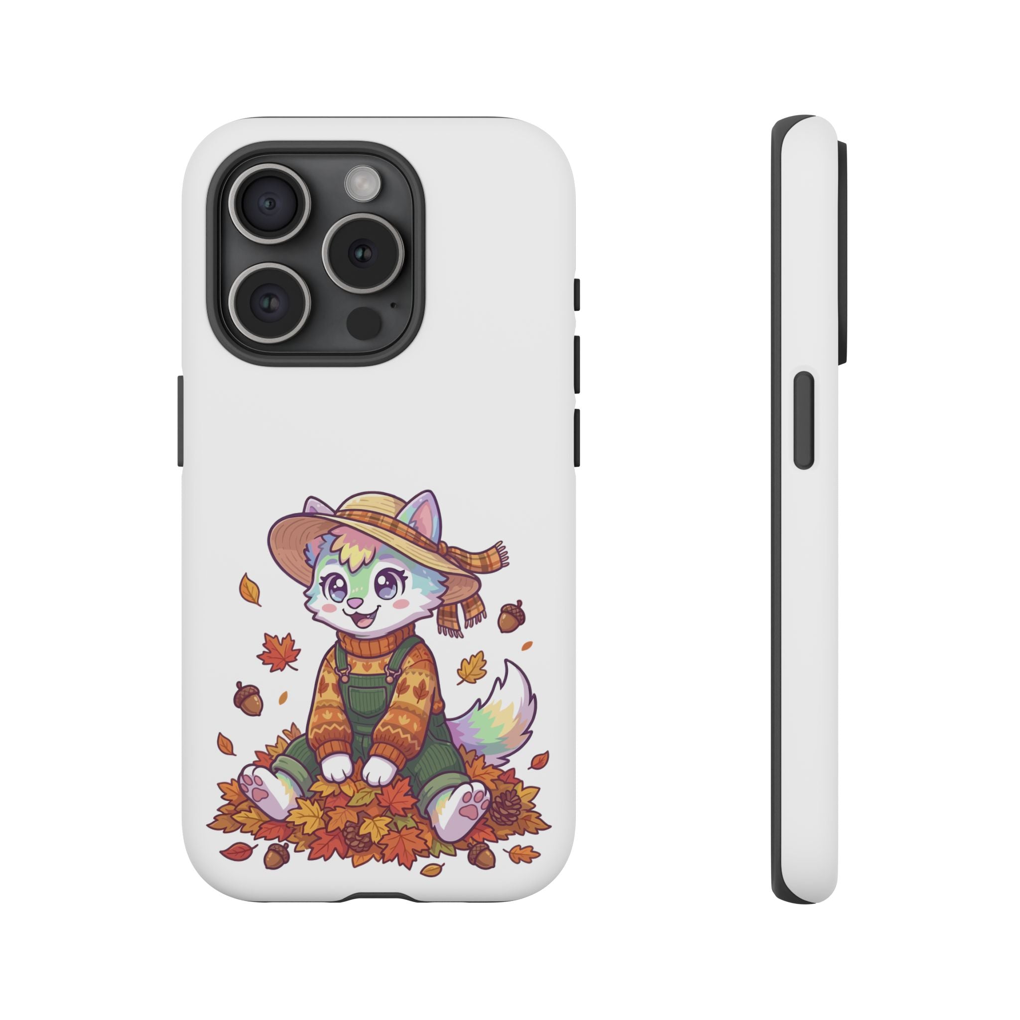 Autumn Fox Phone Case | Cute Fall Leaves Cat in Straw Hat iPhone | Samsung | Pixel Case