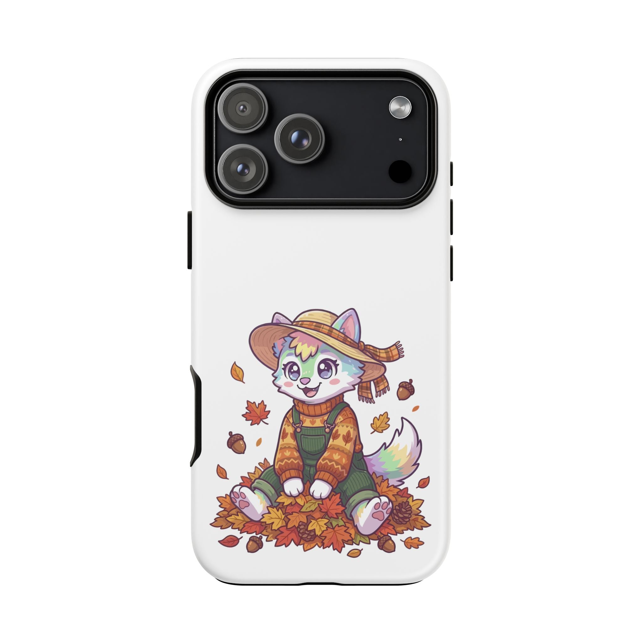 Autumn Fox Phone Case | Cute Fall Leaves Cat in Straw Hat iPhone | Samsung | Pixel Case