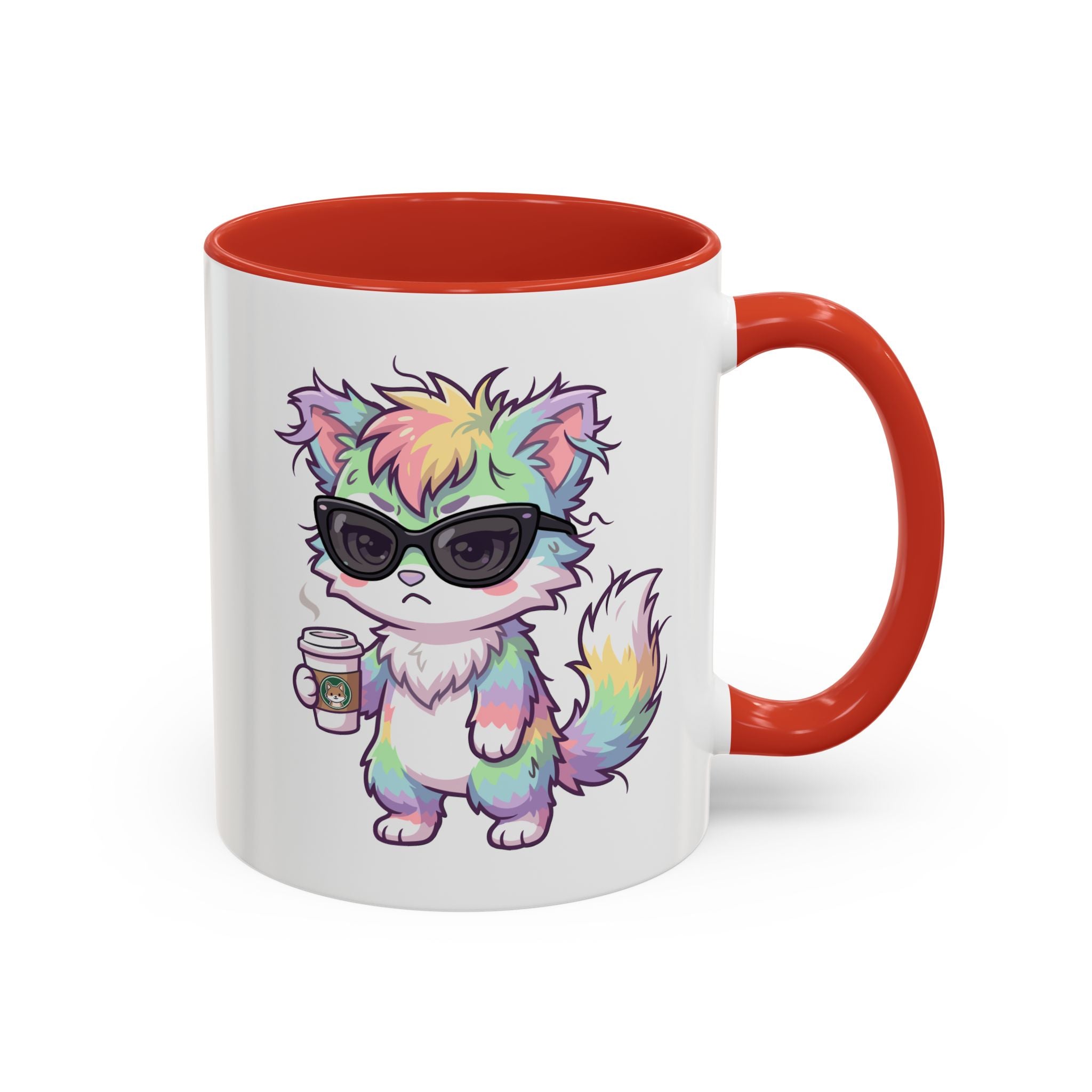 Cute Grumpy Rainbow Furry Coffee Mug — Cup Accent Mug