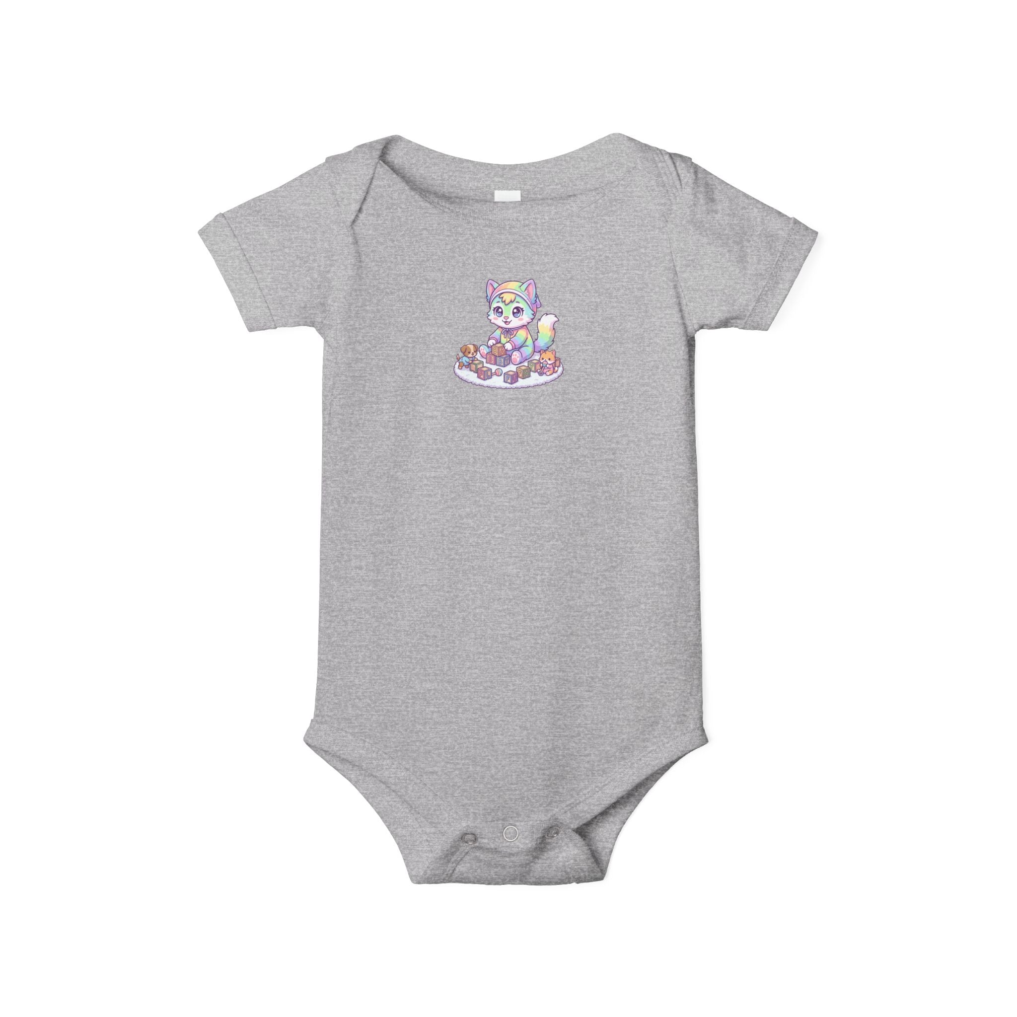 Baby One-Piece with Colorful Kitten Graphic – Infant Bodysuit