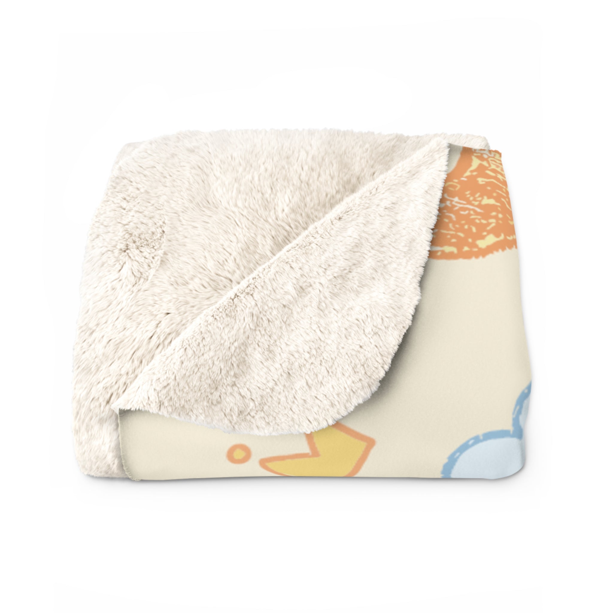 Cute Pastel Cloud Sherpa Blanket — Cozy Nursery Throw with 'Zzz' Sleep Design