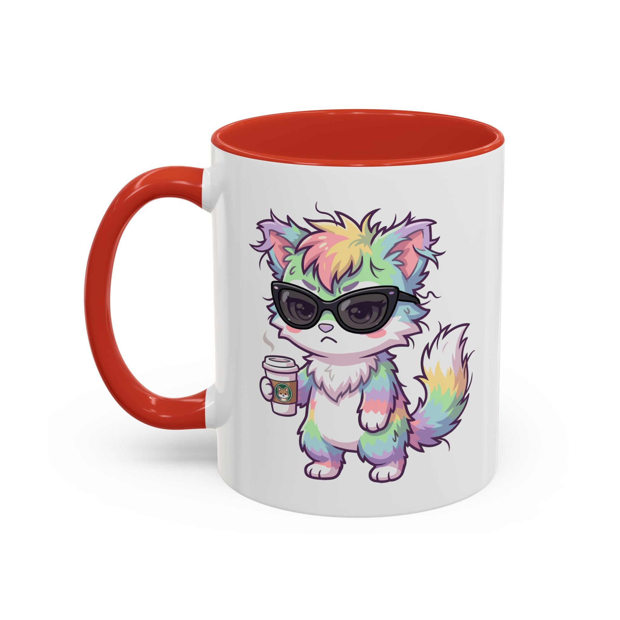 Cute Grumpy Rainbow Furry Coffee Mug — Cup Accent Mug