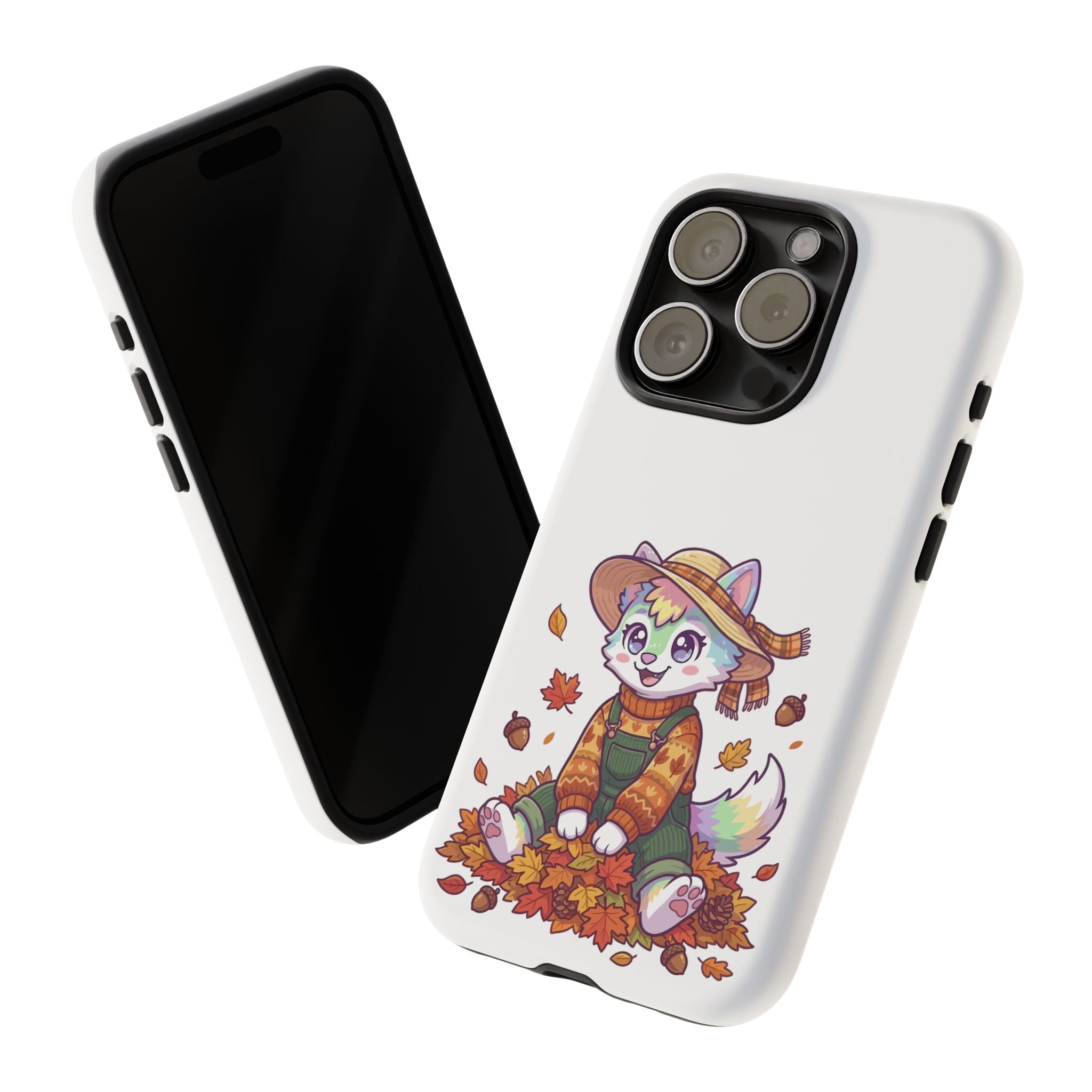 Autumn Fox Phone Case | Cute Fall Leaves Cat in Straw Hat iPhone | Samsung | Pixel Case