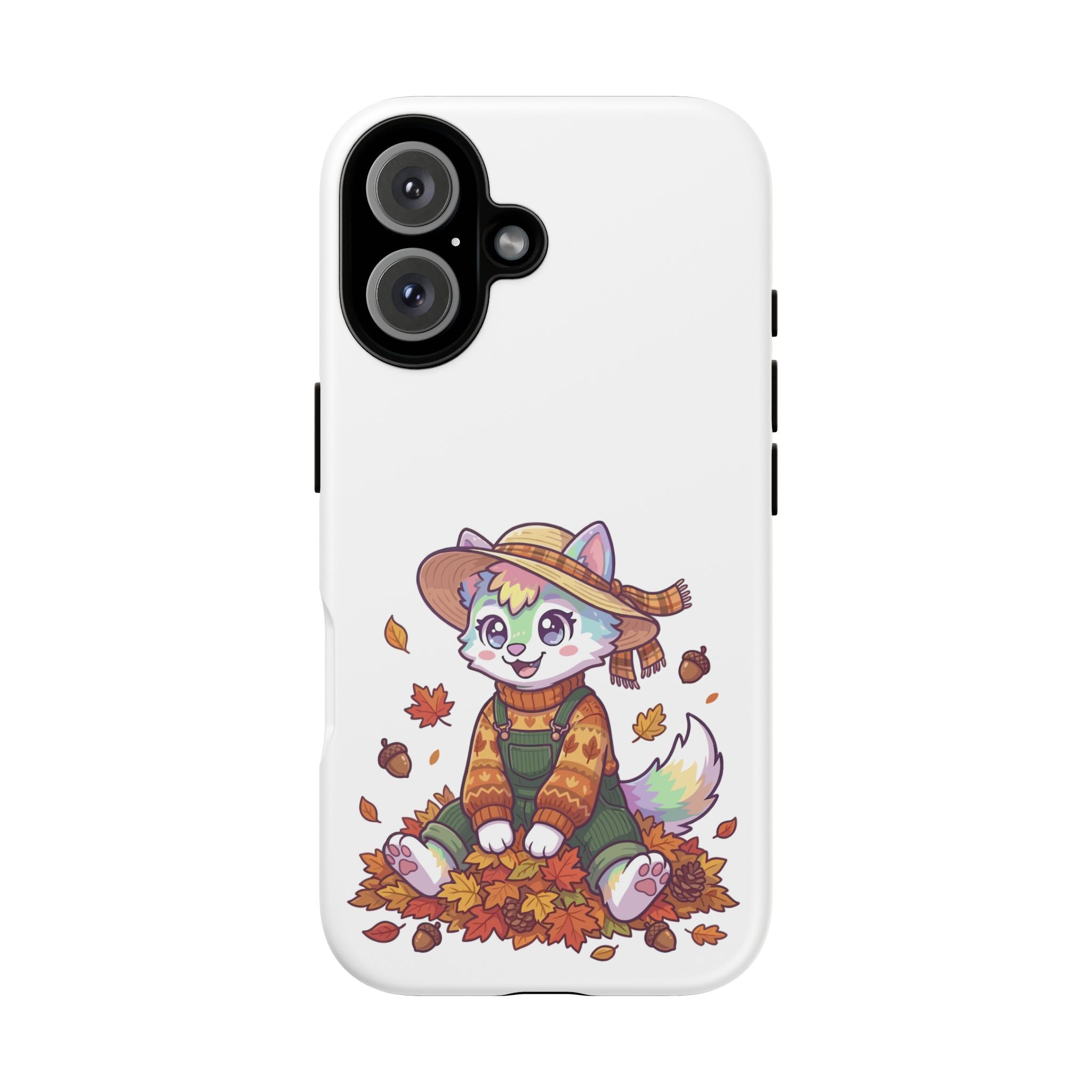 Autumn Fox Phone Case | Cute Fall Leaves Cat in Straw Hat iPhone | Samsung | Pixel Case