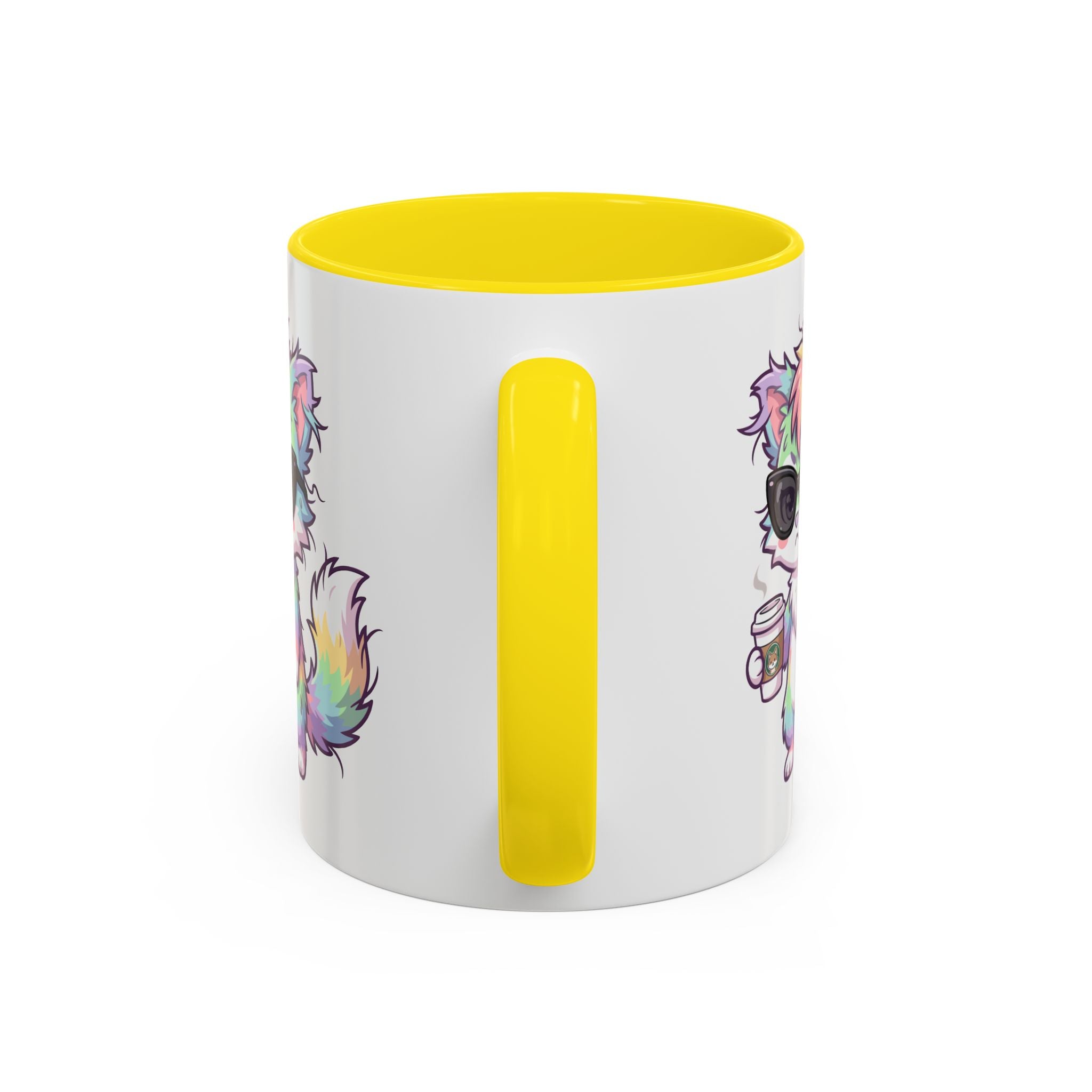 Cute Grumpy Rainbow Furry Coffee Mug — Cup Accent Mug