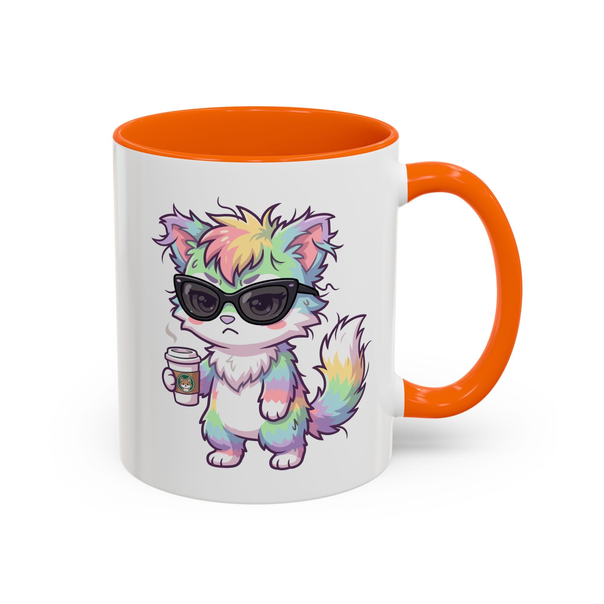 Cute Grumpy Rainbow Furry Coffee Mug — Cup Accent Mug