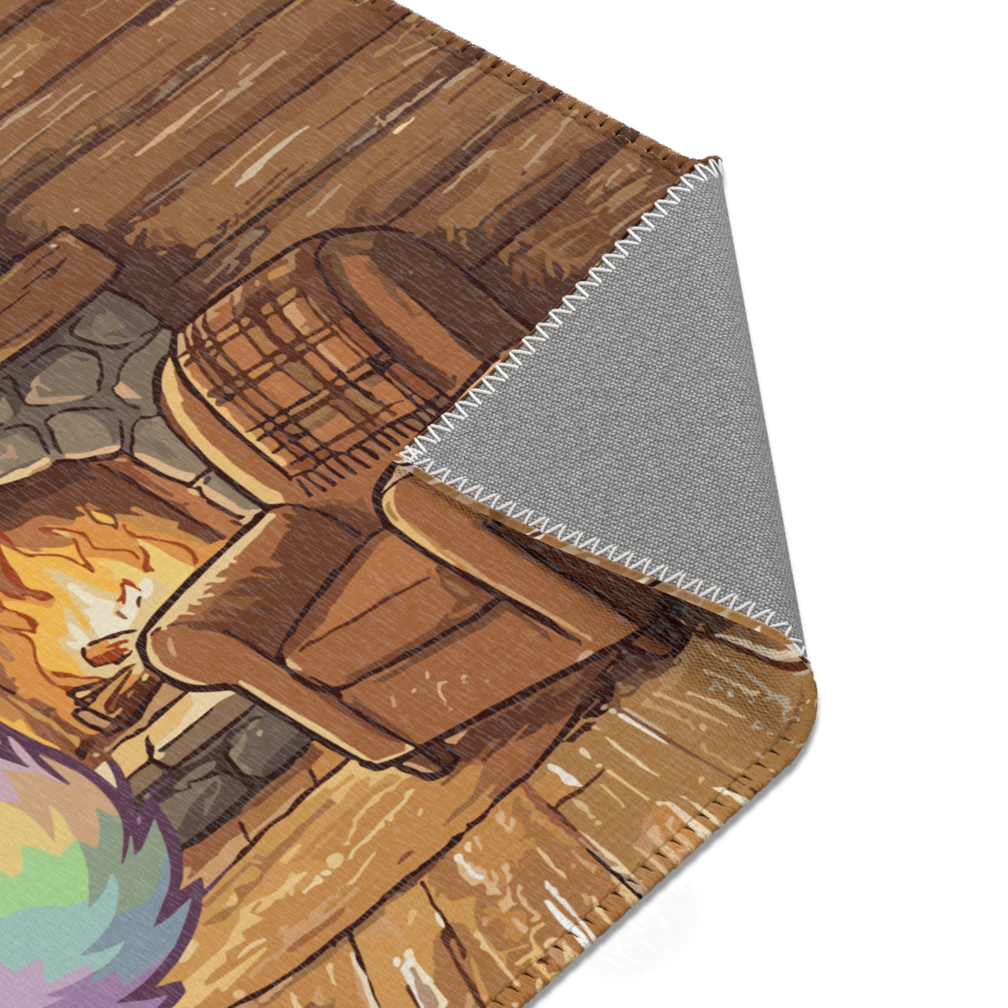 Cozy Cabin Rainbow Fox Area Rug — Cute Colorful Cat with Sunglasses Indoor Accent Mat