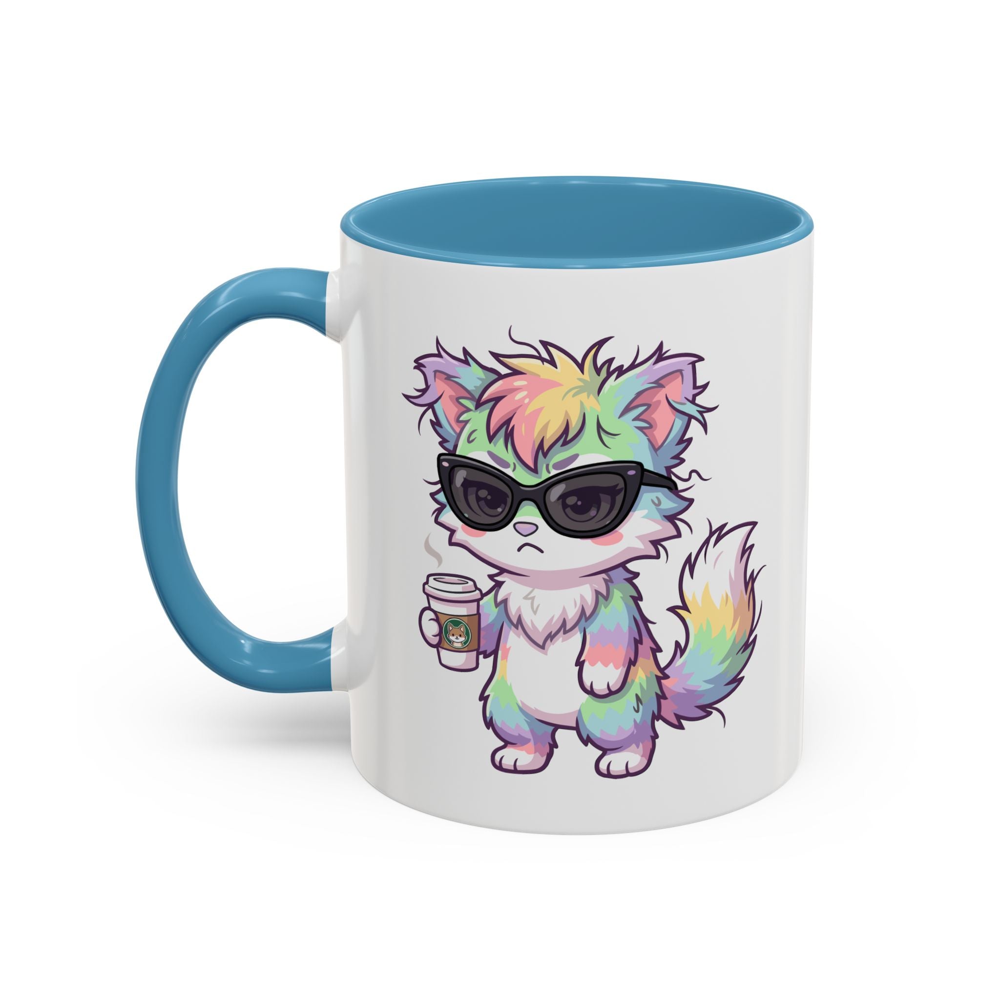 Cute Grumpy Rainbow Furry Coffee Mug — Cup Accent Mug