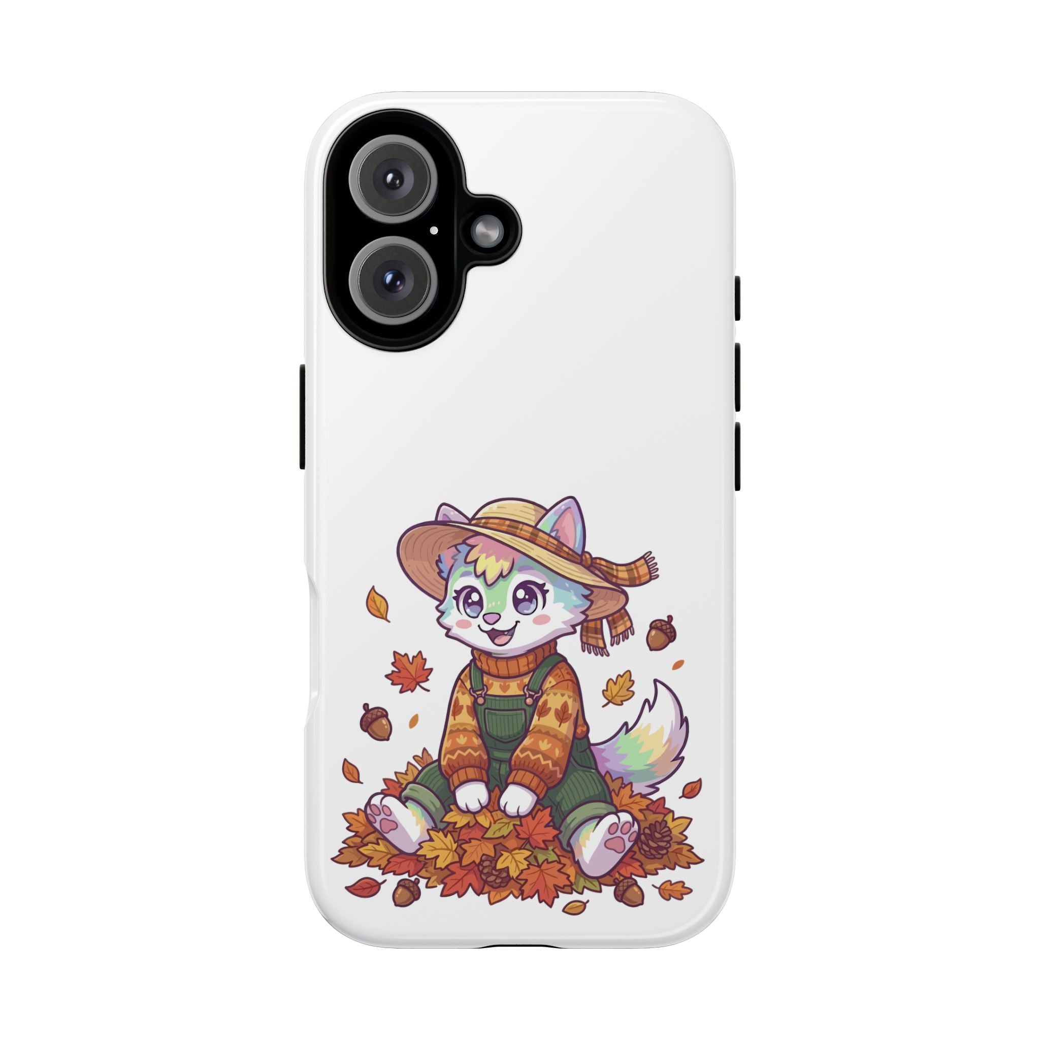 Autumn Fox Phone Case | Cute Fall Leaves Cat in Straw Hat iPhone | Samsung | Pixel Case