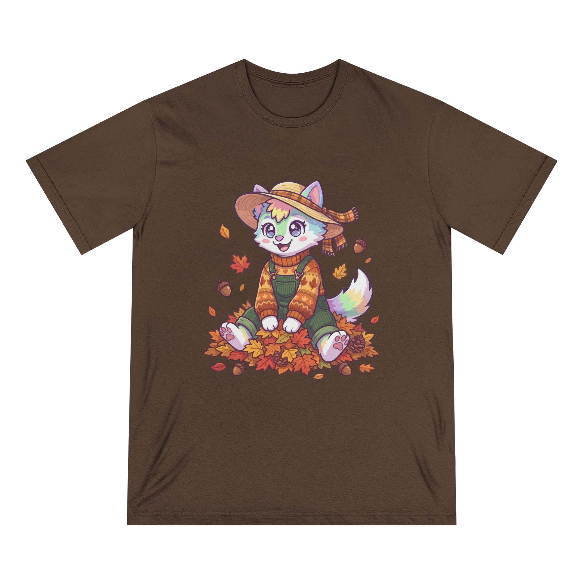 Autumn Fox Tee — Cute Fall Rainbow Pup with Leaves