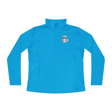 Cute Grumpy Rainbow Furry Ladies Quarter-Zip Pullover | Embroidered Pullover