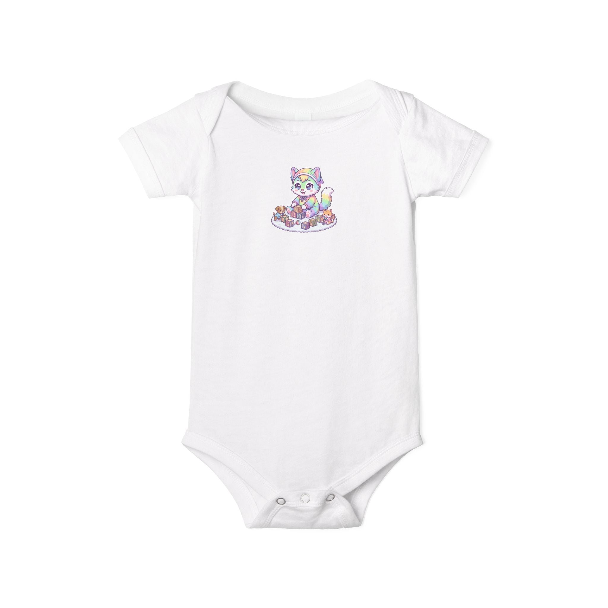 Baby One-Piece with Colorful Kitten Graphic – Infant Bodysuit