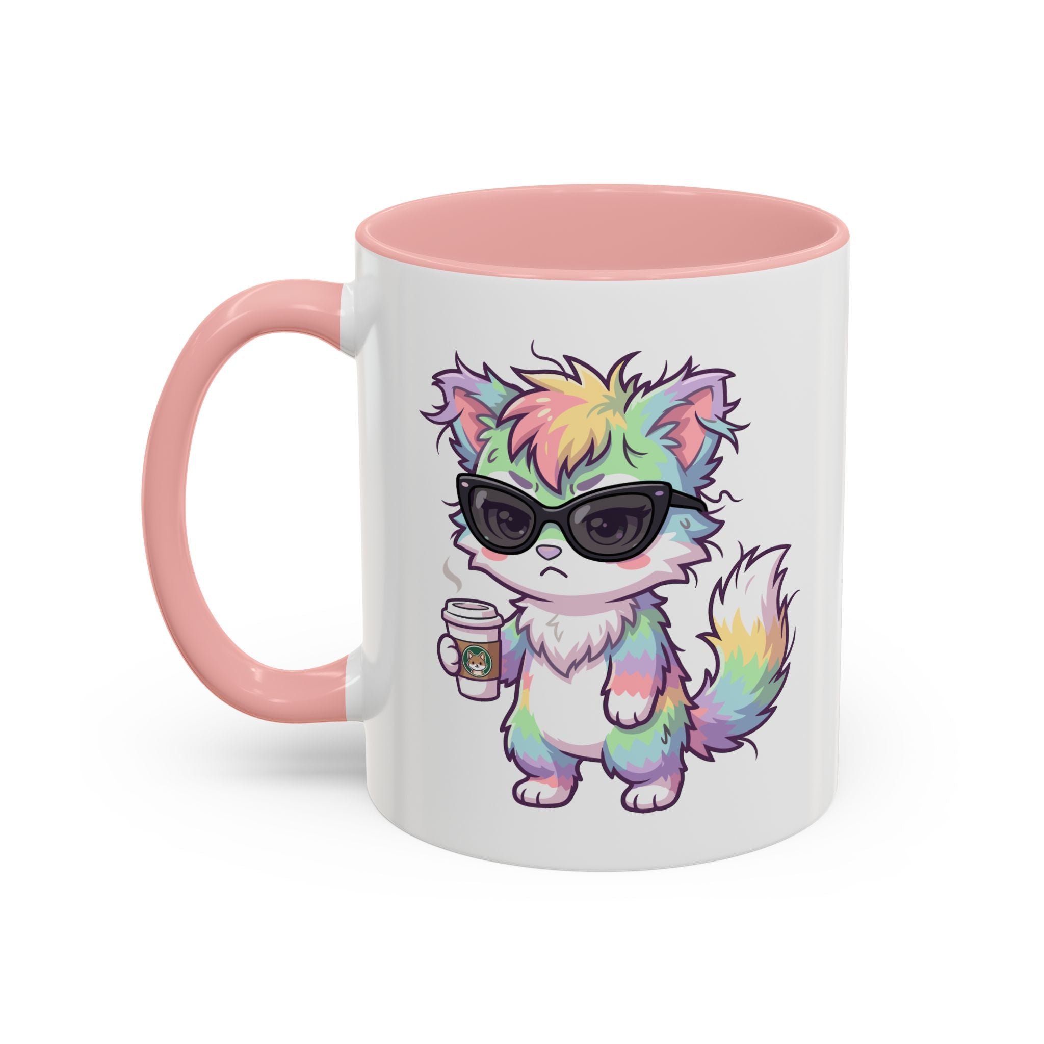 Cute Grumpy Rainbow Furry Coffee Mug — Cup Accent Mug