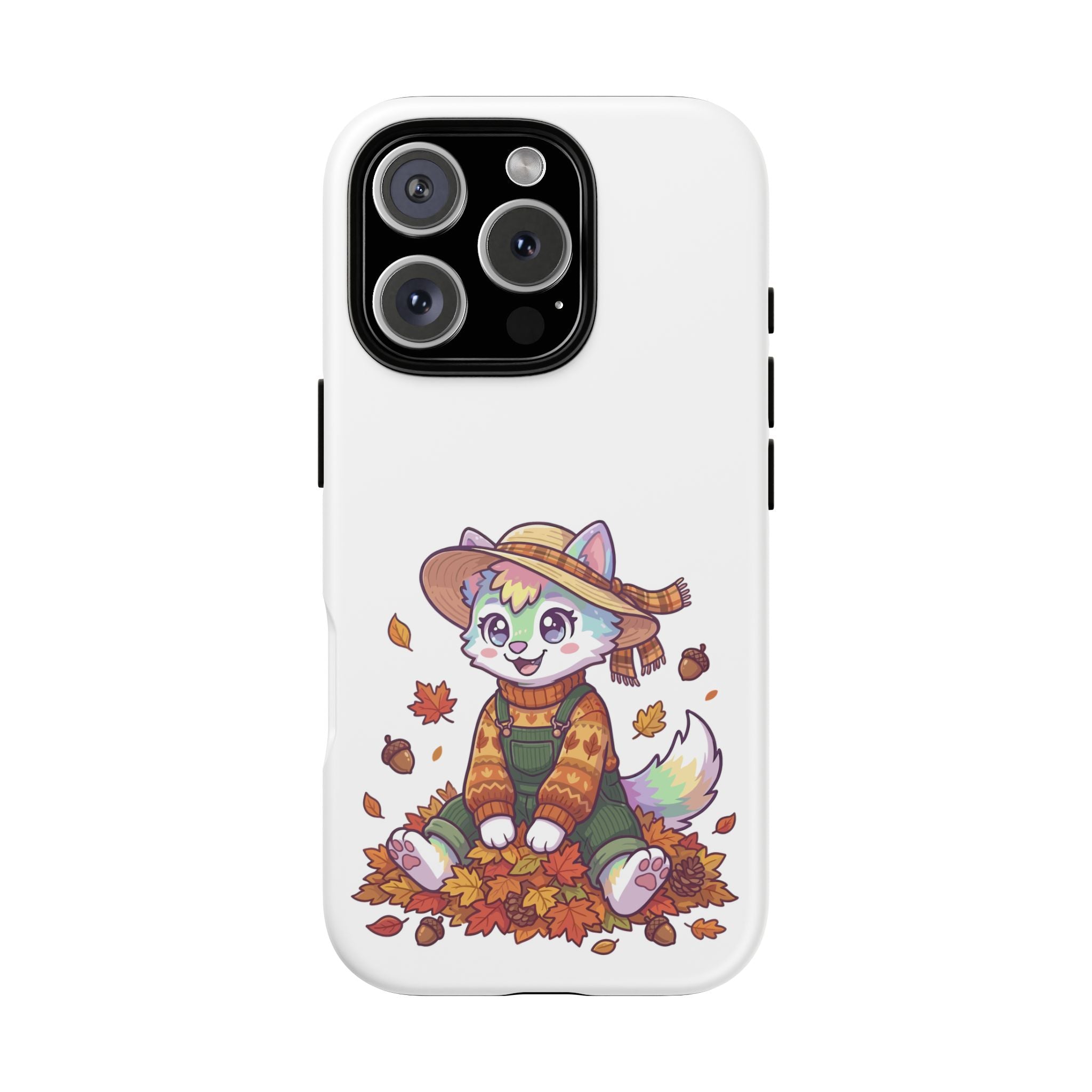 Autumn Fox Phone Case | Cute Fall Leaves Cat in Straw Hat iPhone | Samsung | Pixel Case