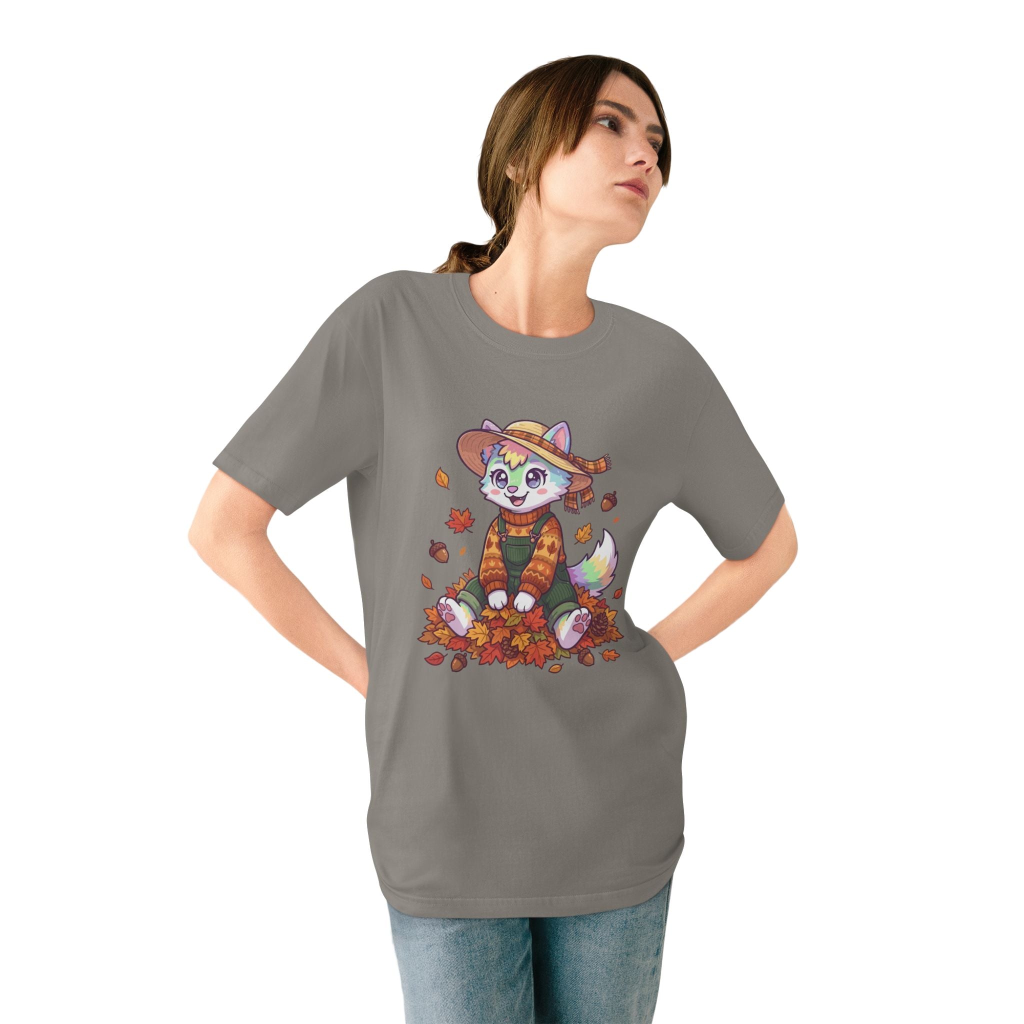 Autumn Fox Tee — Cute Fall Rainbow Pup with Leaves