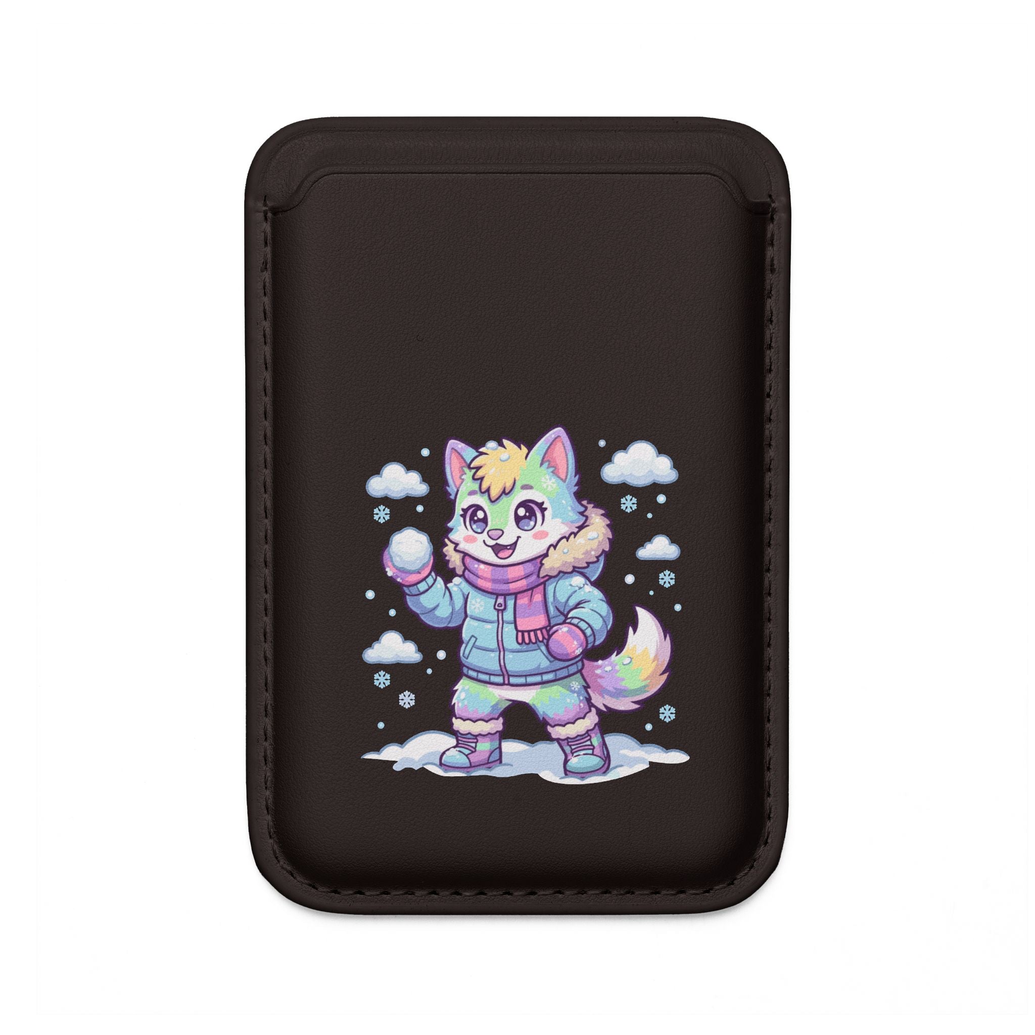 MagSafe Vegan Wallet | Cute Rainbow Husky in Winter