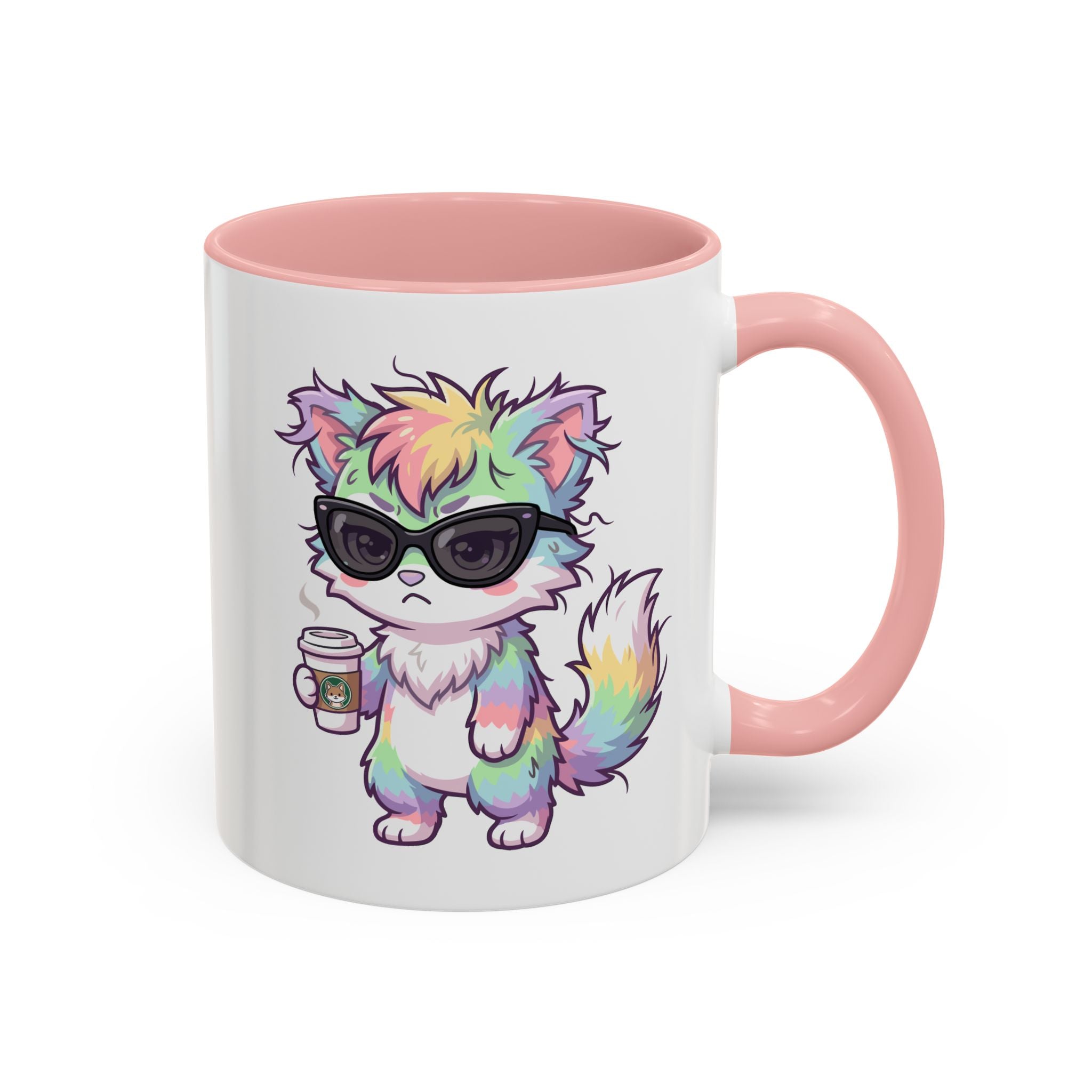 Cute Grumpy Rainbow Furry Coffee Mug — Cup Accent Mug