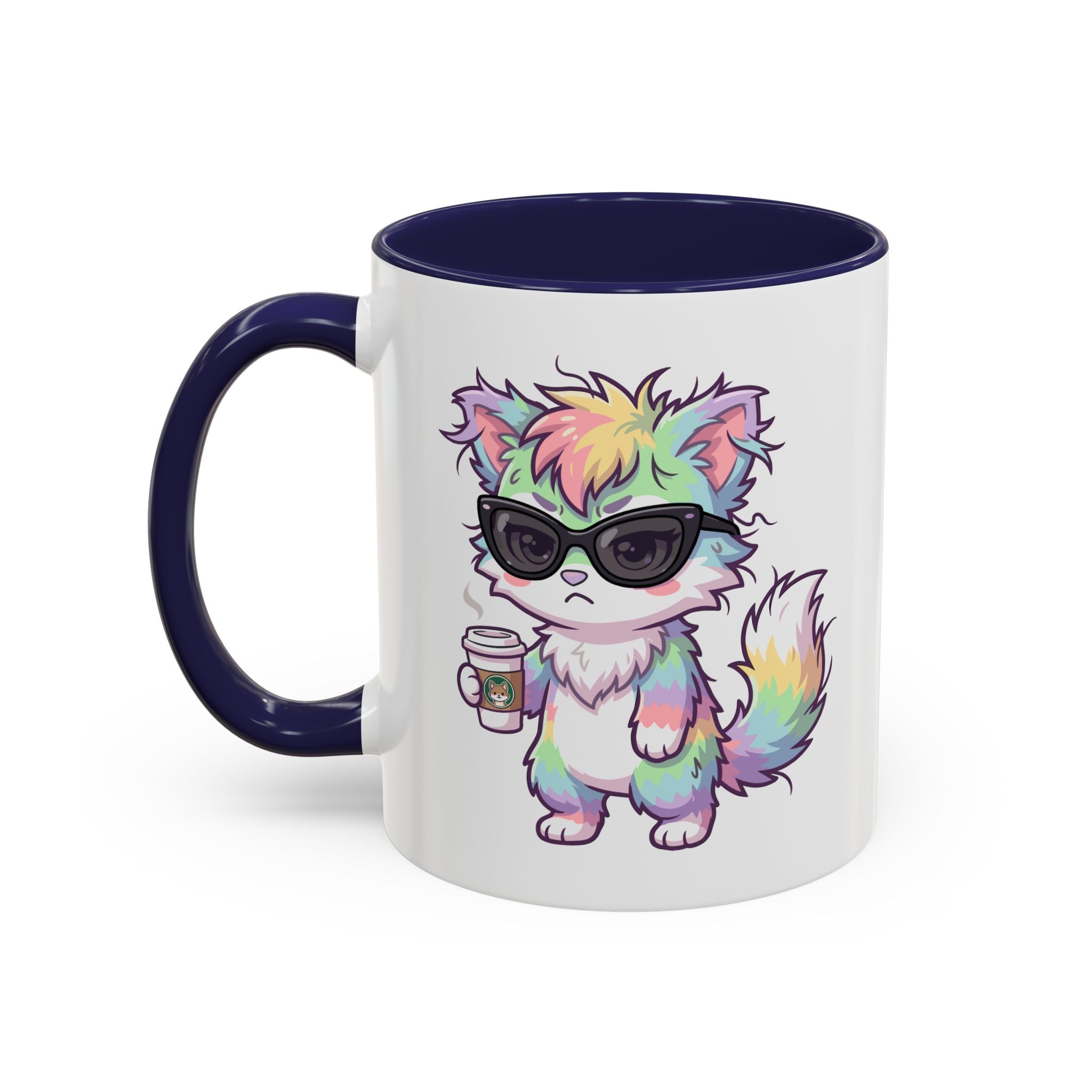 Cute Grumpy Rainbow Furry Coffee Mug — Cup Accent Mug