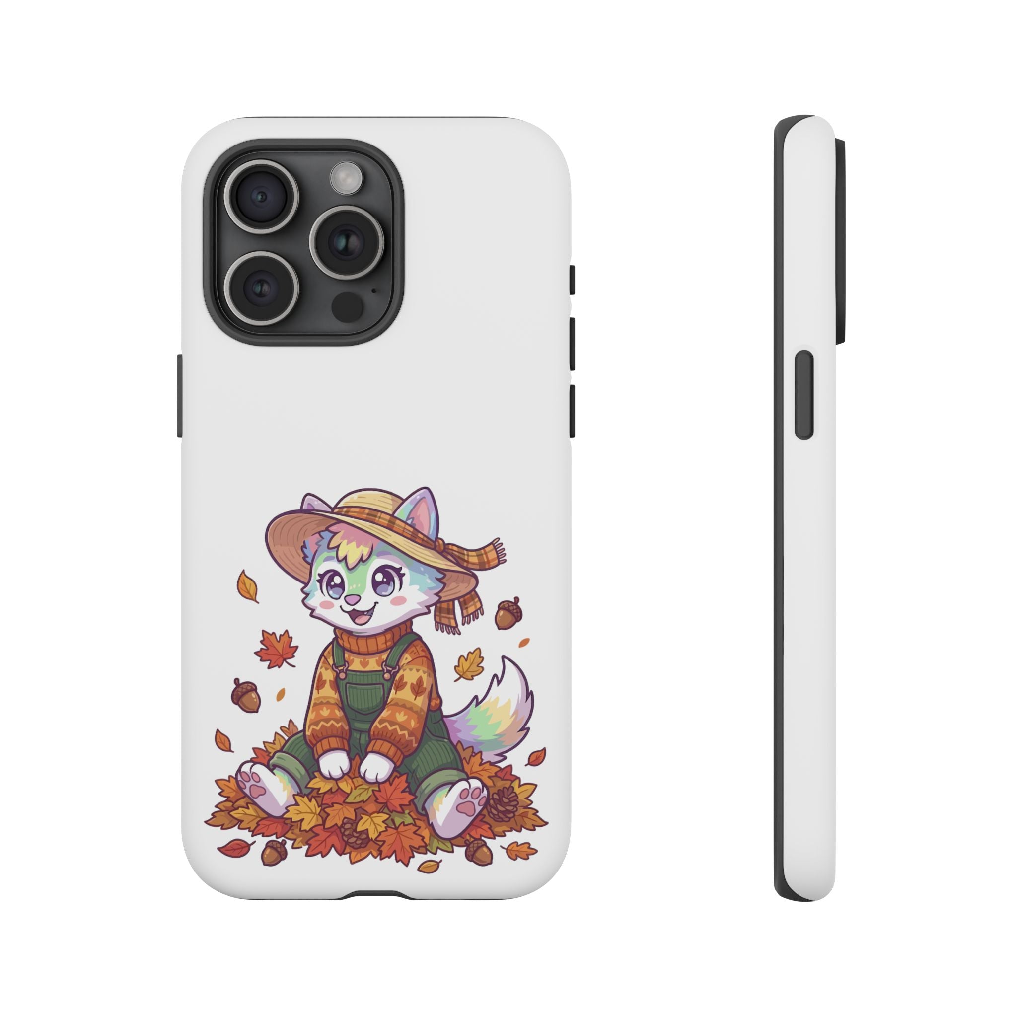 Autumn Fox Phone Case | Cute Fall Leaves Cat in Straw Hat iPhone | Samsung | Pixel Case