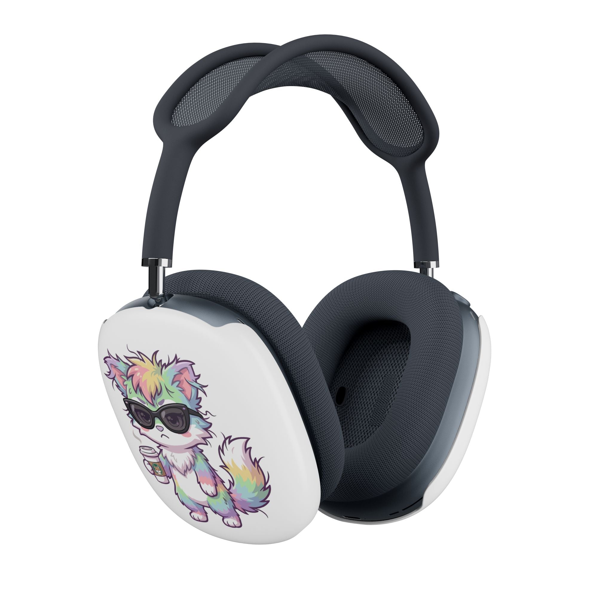 AirPods Max Case | Grumpy Rainbow Furry with Sunglasses & Coffee