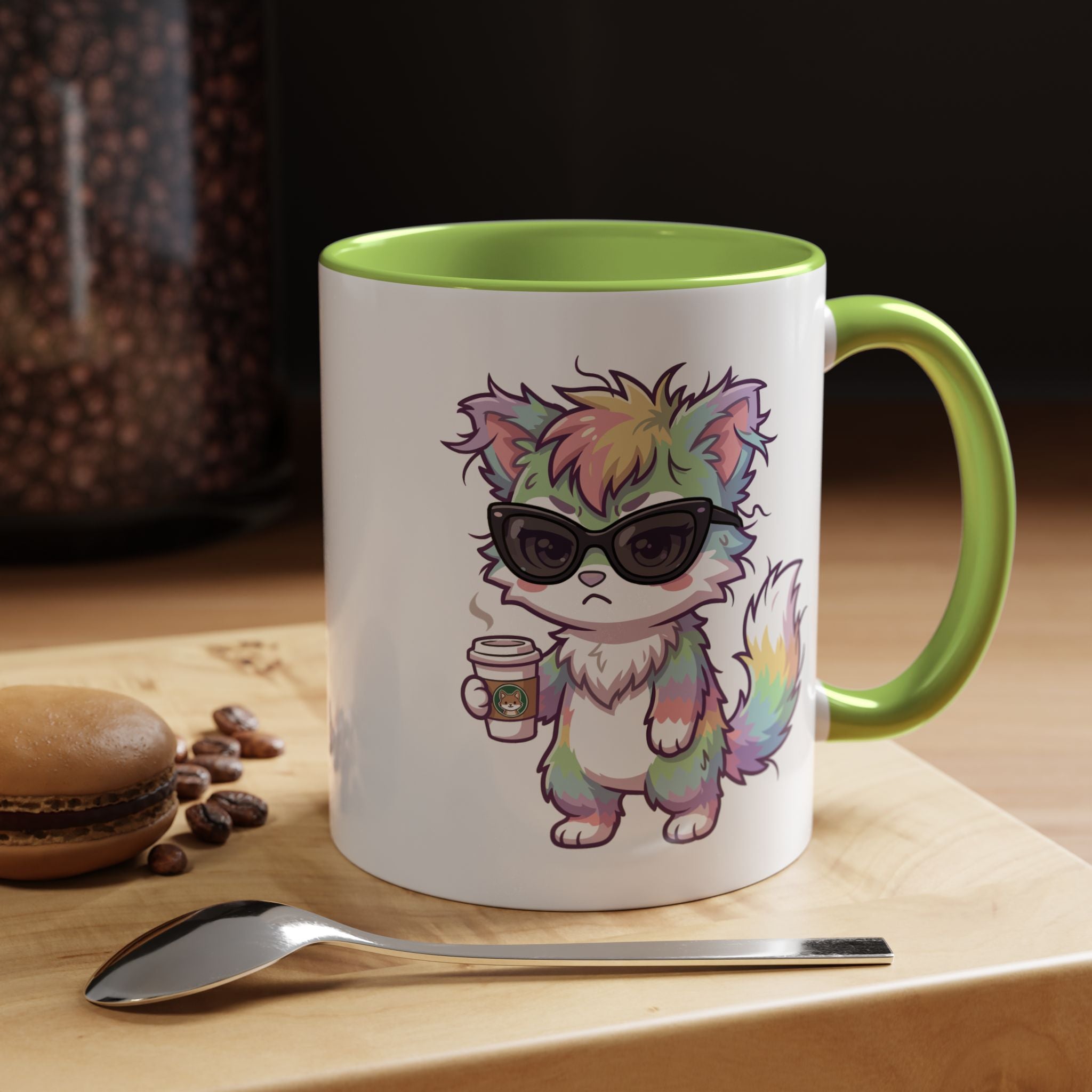 Cute Grumpy Rainbow Furry Coffee Mug — Cup Accent Mug