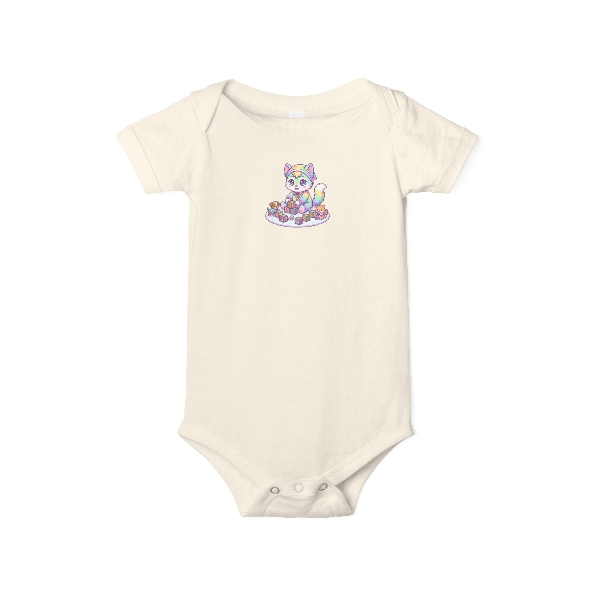 Baby One-Piece with Colorful Kitten Graphic – Infant Bodysuit
