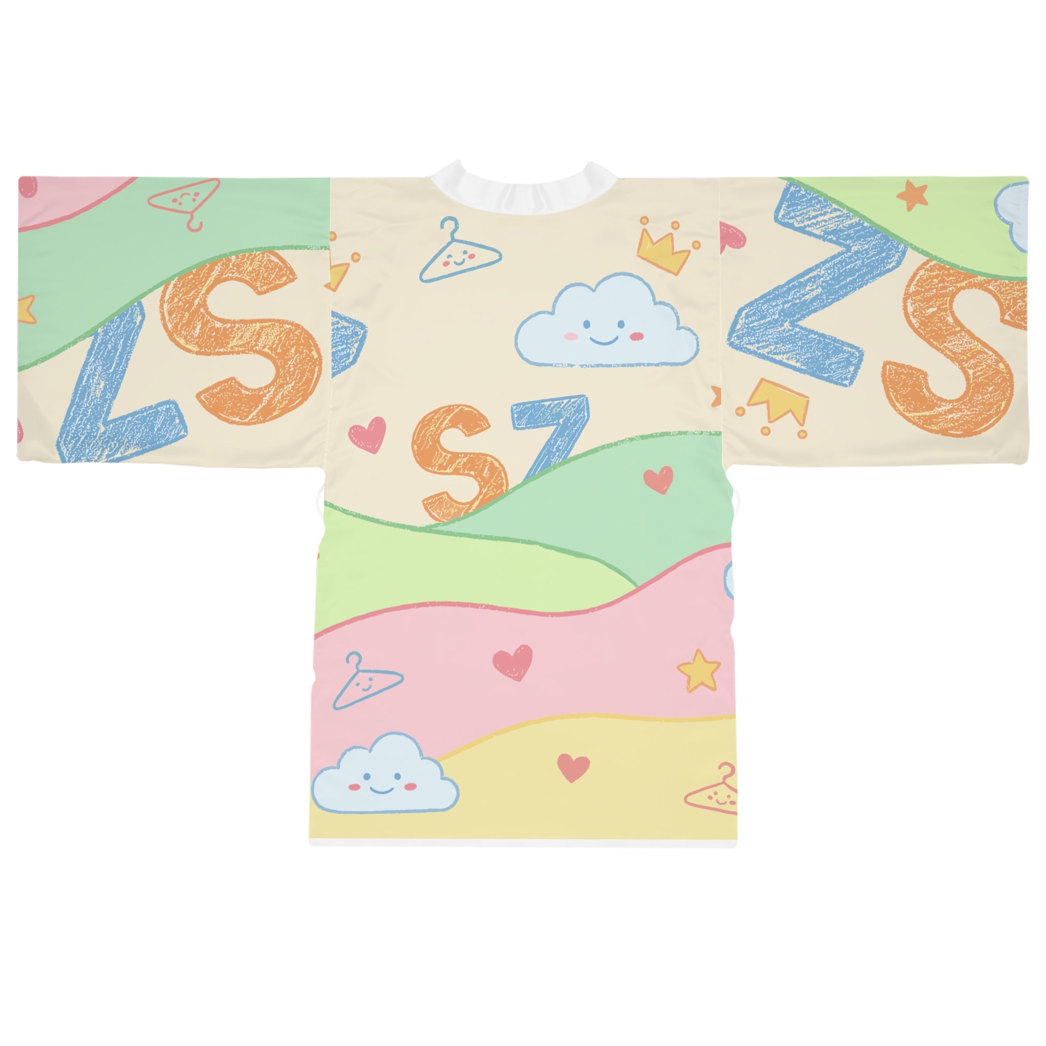 Kawaii Pastel Cloud Kimono Robe — Cute AOP Long Sleeve Loungewear