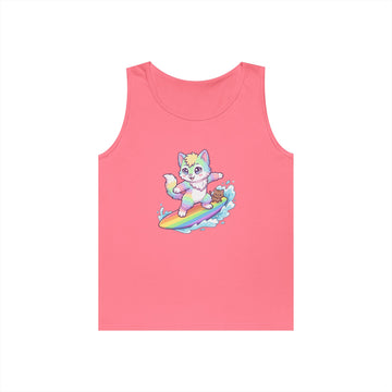 Kawaii Cat Surfing Rainbow Tank