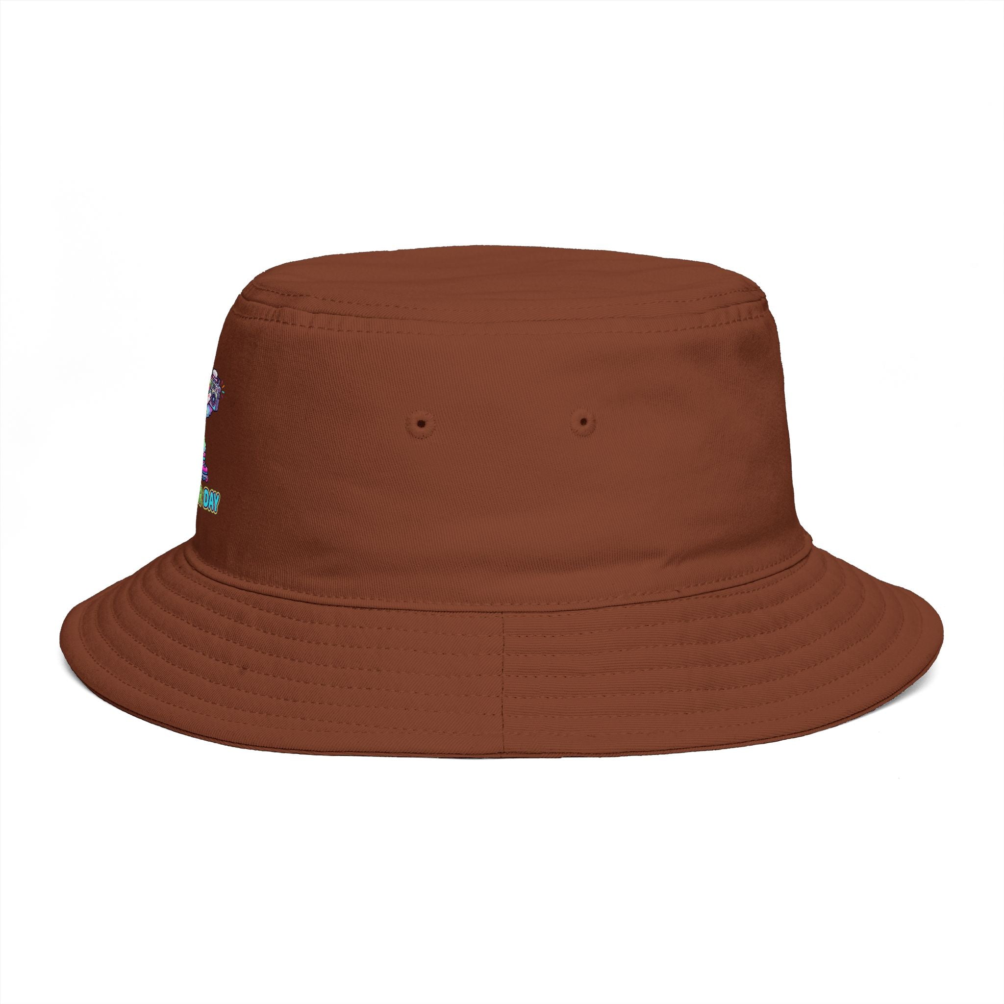 Cute Neon Furry Fox Bucket Hat — "Bad Fur Day" Embroidered Cute Animal Sun Hat