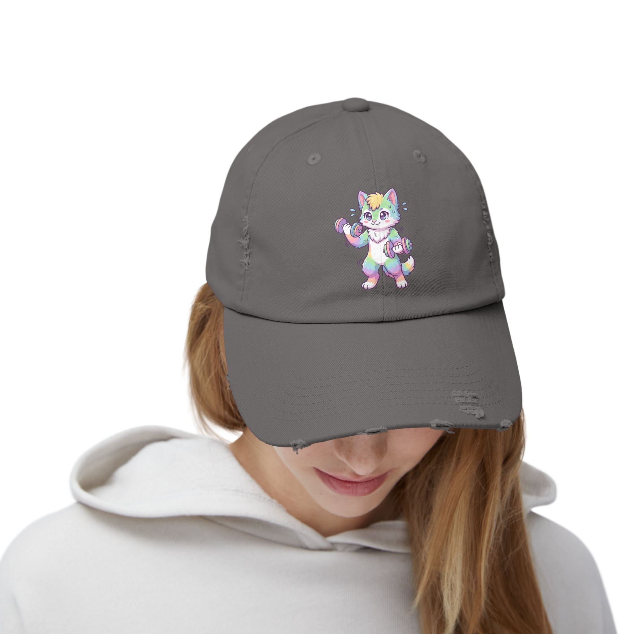 Weightlifting Kawaii Pastel Husky Distressed Cap