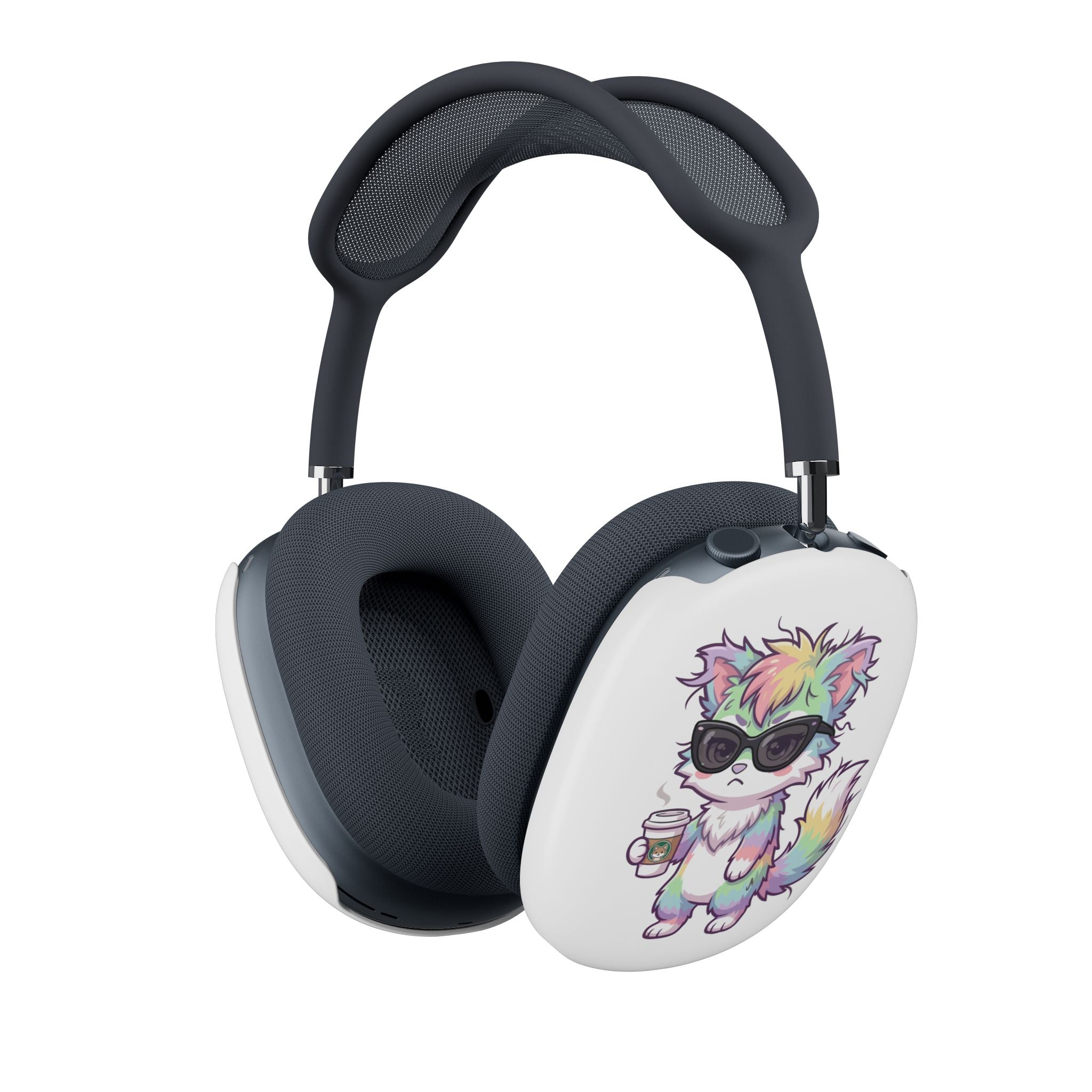 AirPods Max Case | Grumpy Rainbow Furry with Sunglasses & Coffee